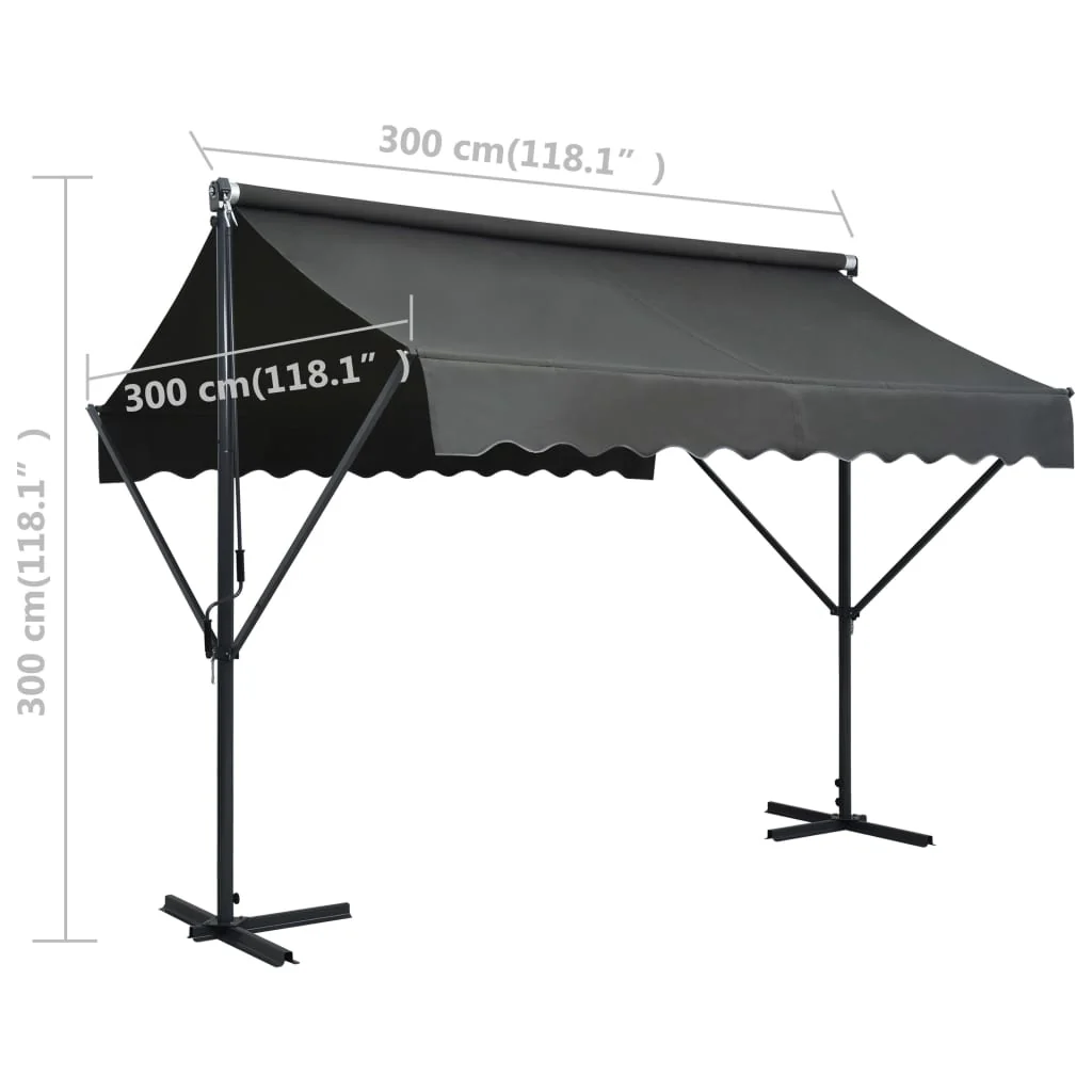 Auvent imperméable sur pied 300 x 300 cm anthracite 02_0007476