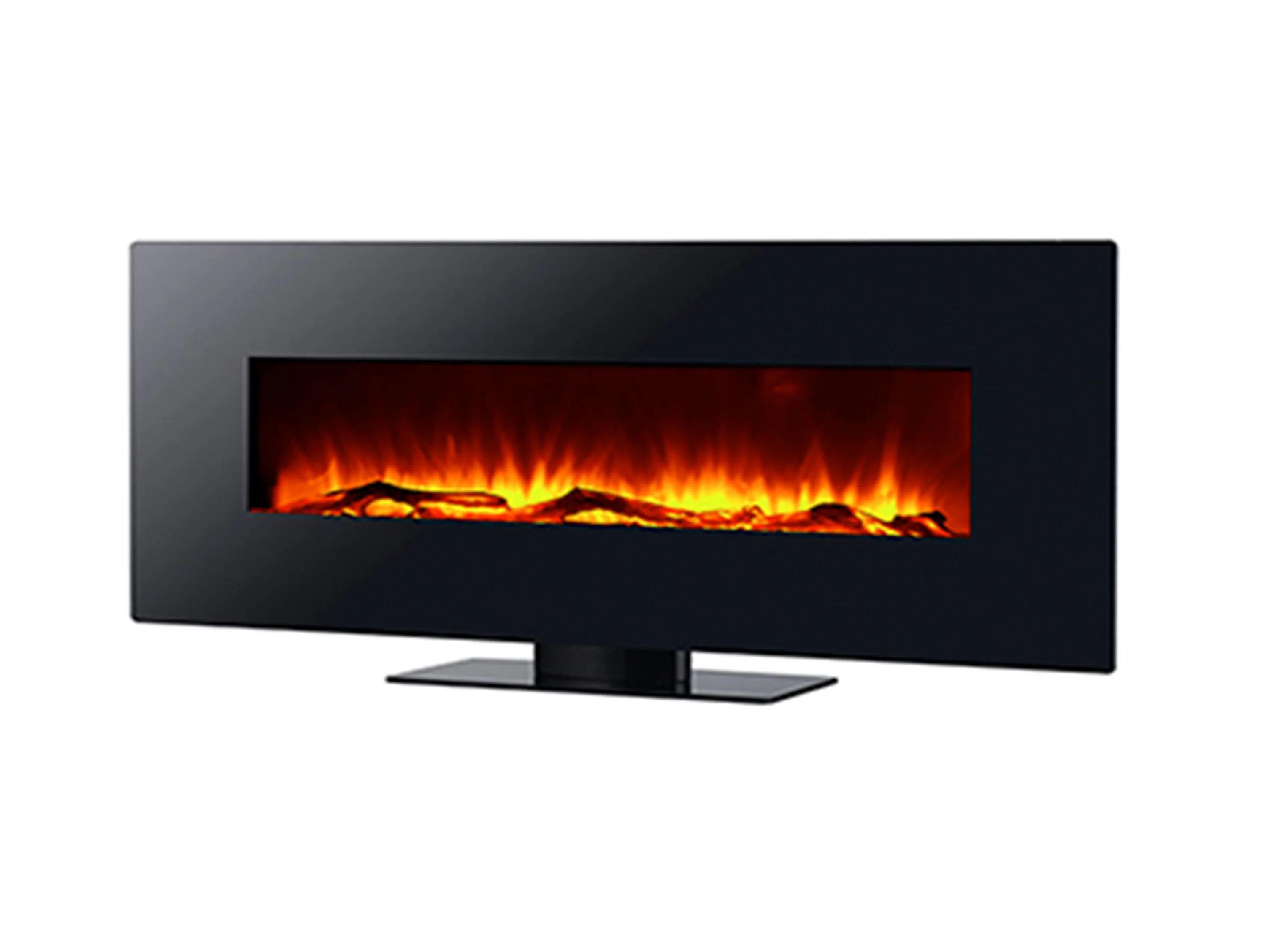 Cheminée électrique panoramique en verre trempé noir