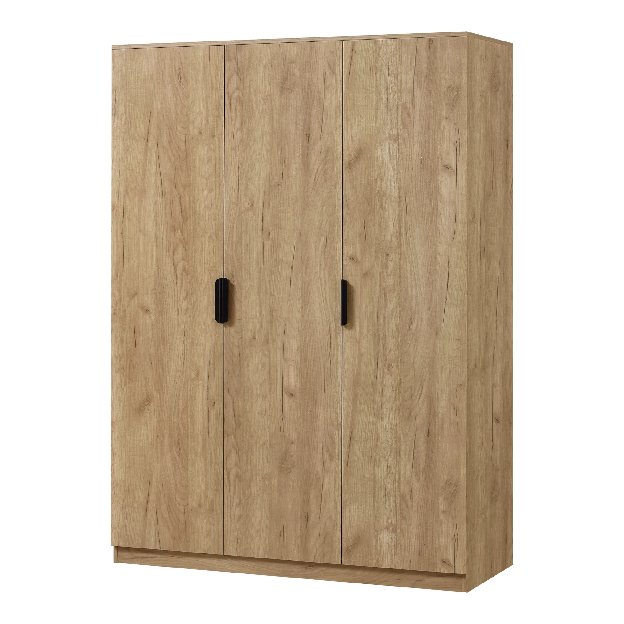 Armoire de chambre garde-robe moderne meuble de rangement intemporel 1 penderie 4 étagères MDF 176 x 120 x 52 cm effet chêne 03_0006371