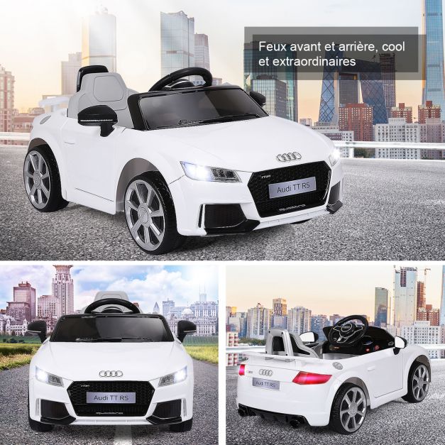 Voiture audi ttrs electrique pour enfants 12v max. 5 km/h double porte avec télécommande 2.4g blanc 20_0009677
