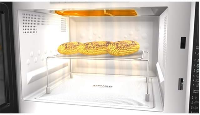 Whirlpool MWF 427 SL Four à micro-ondes Extra Space + Grill, 25 litres, argent, avec steamer, grille haute et plate Crisp + poignée, 800 + 1000 W