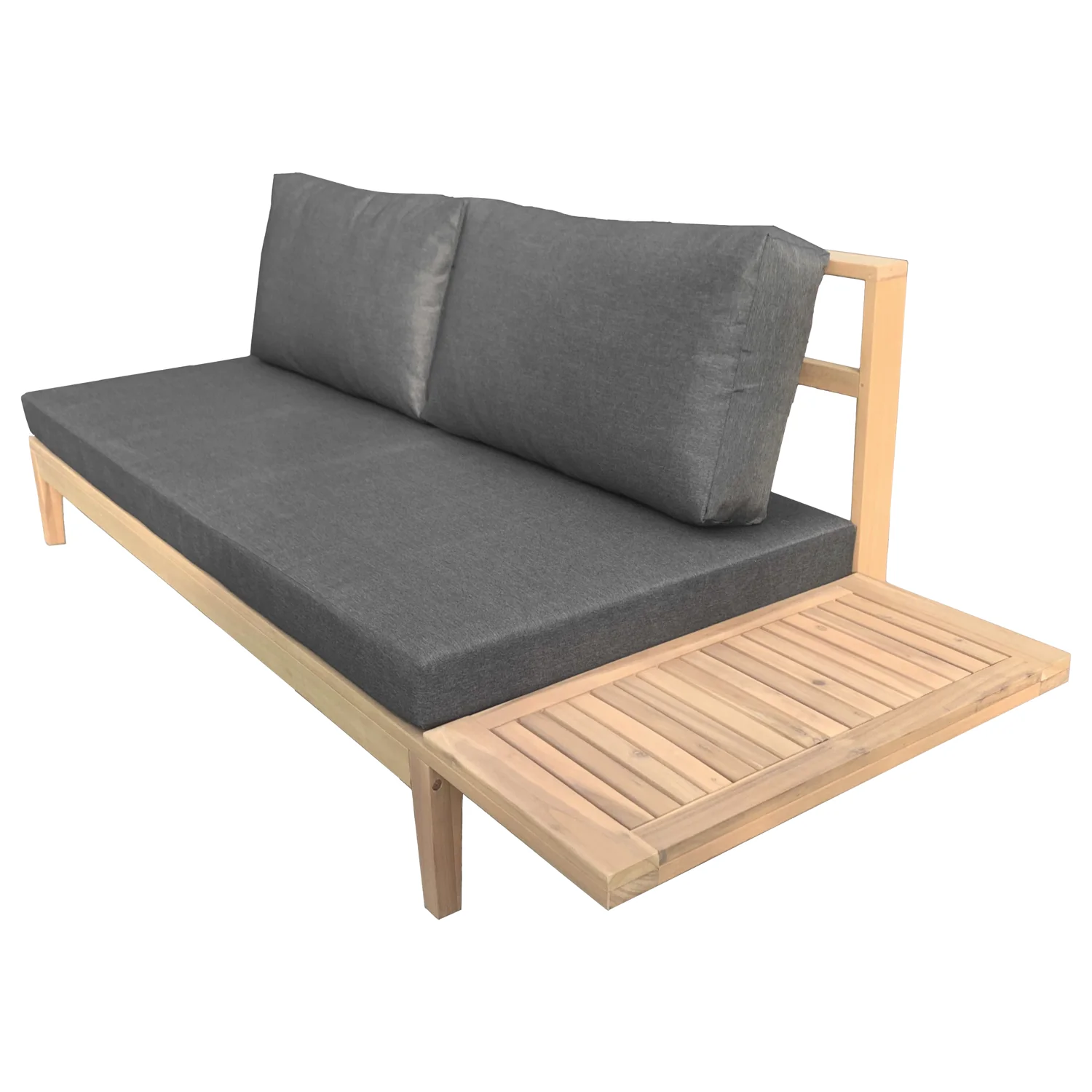 Salon de jardin en acacia 4 places PANGKOR - coussins gris Happy Garden