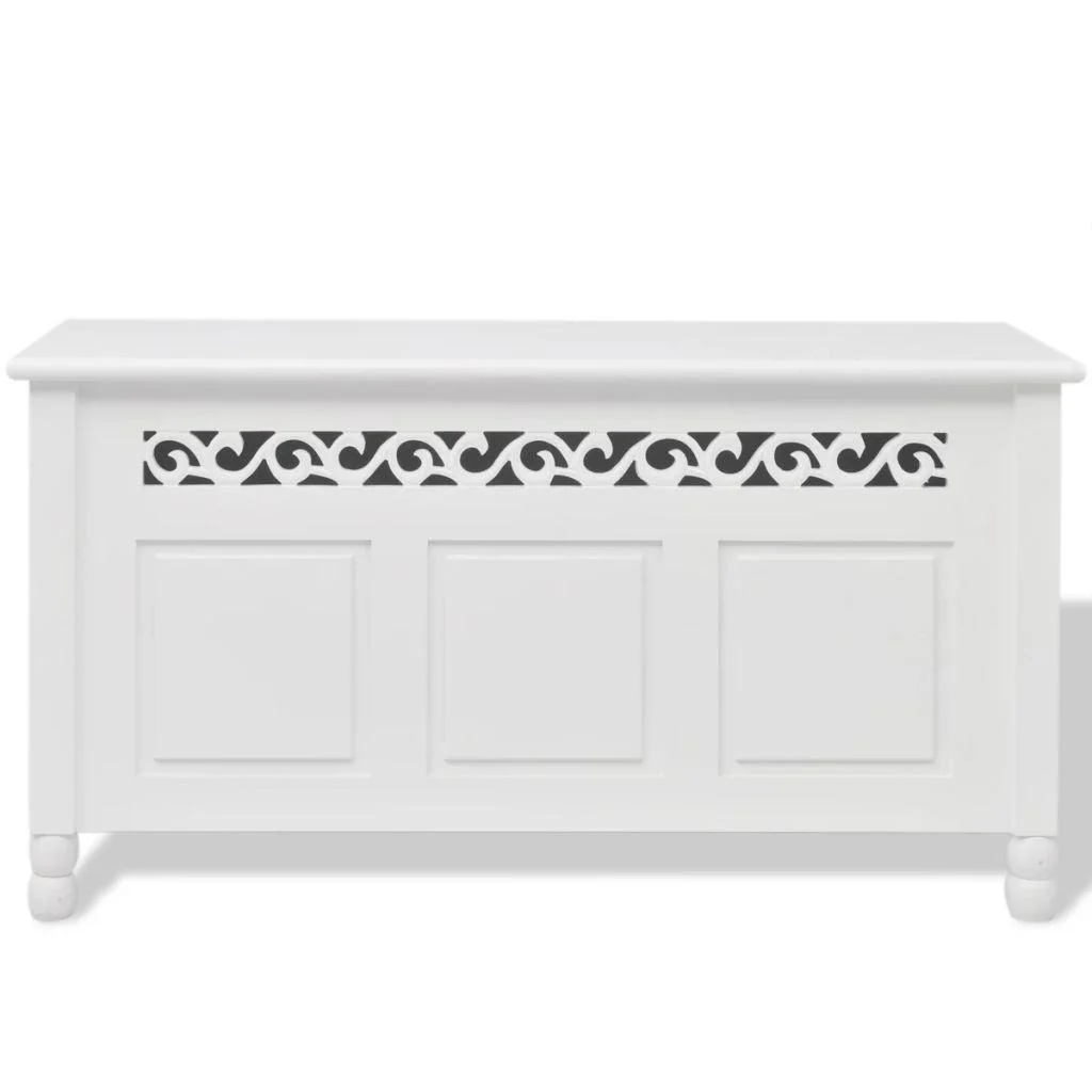 Banquette pouf tabouret meuble banc de rangement en style baroque blanc 3002032