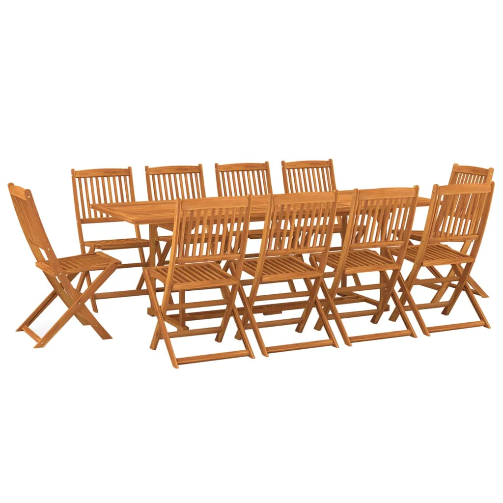 Mobilier à dner de jardin 11 pièces bois d'acacia massif 02_0014734