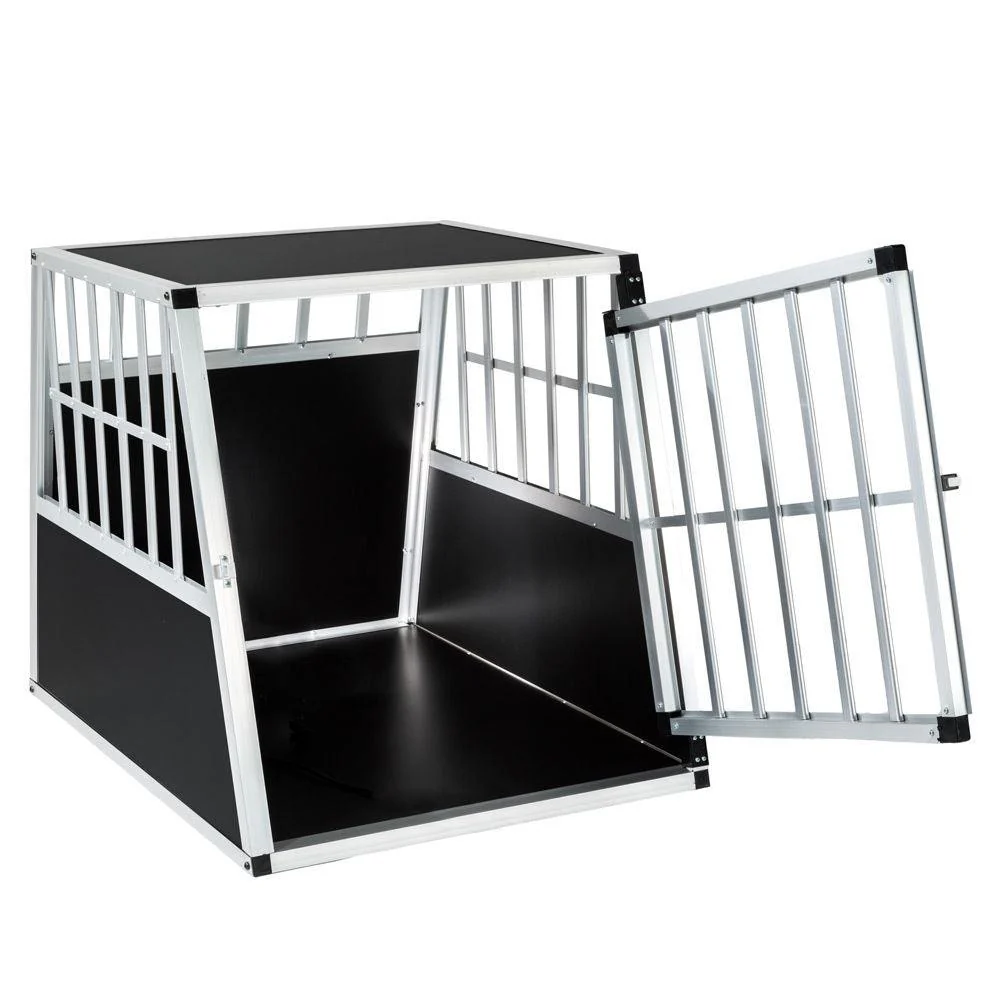 Cage box caisse de transport voyage pour chien mobile aluminium 66 x 90 x 69,5cm 3708003