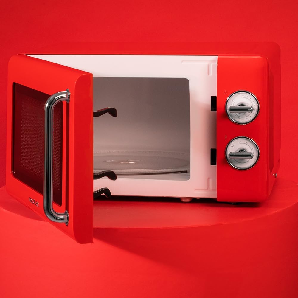 Cecotec Micro-Ondes Mécanique avec Grill Proclean 3110 Retro Bleu. 20 L, 700 W en 6 niveaux, minuterie jusqu'à 30 minutes, mode dégivrage, design vintage bleu, finitions en acier.