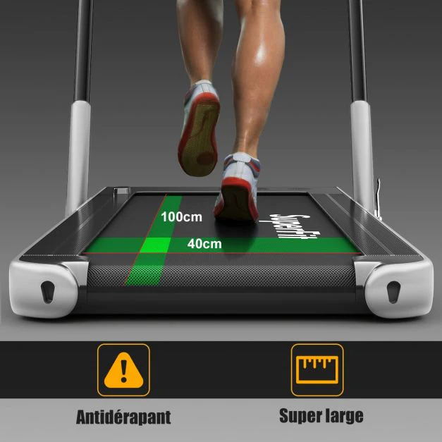 2 en 1 tapis de course electrique pliable 1 à 12 km/h avec haut-parleur bluetooth télécommande moteur 1,67 kw noir et argenté 20_0005458