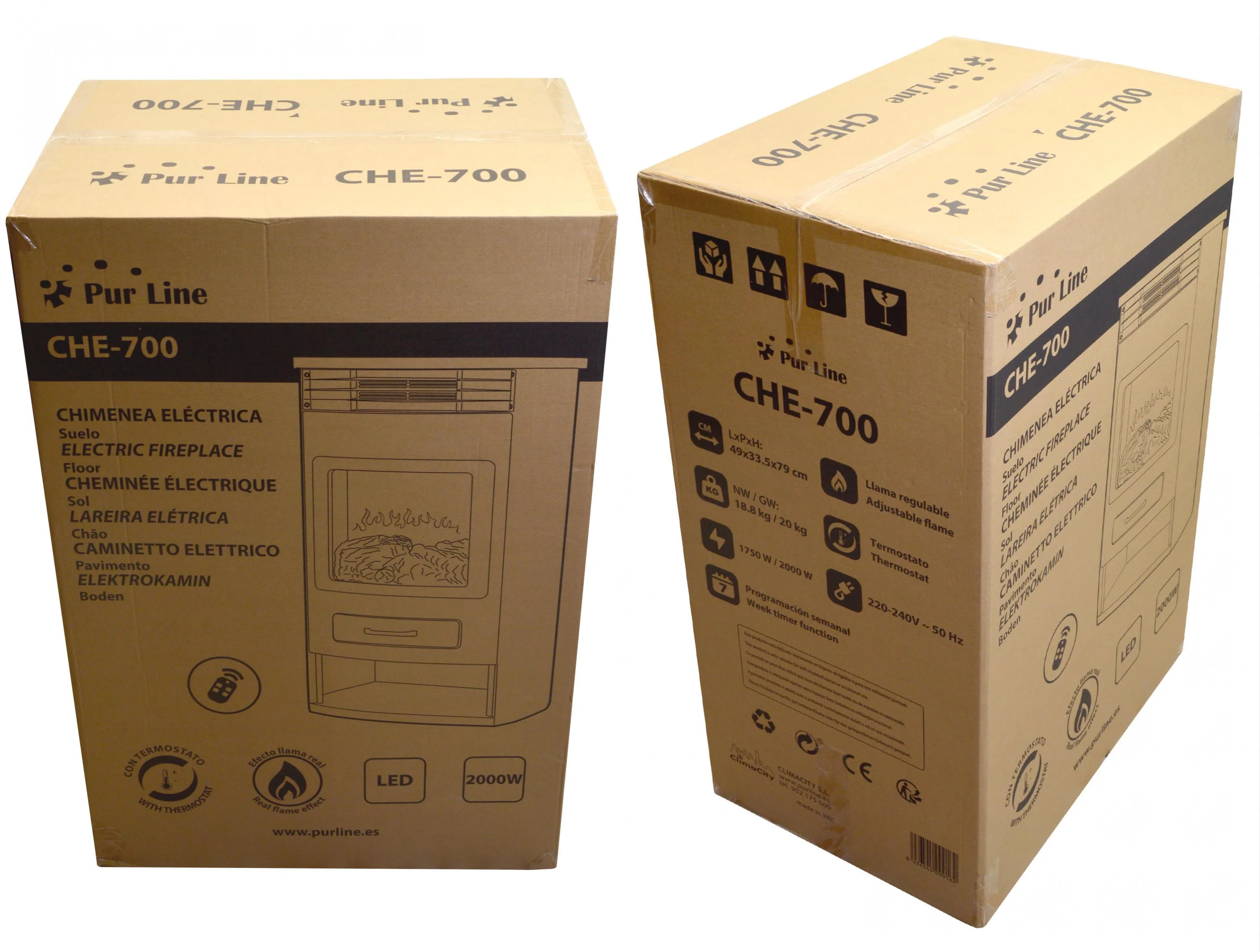 Poêle électrique en acier noir de 2000W