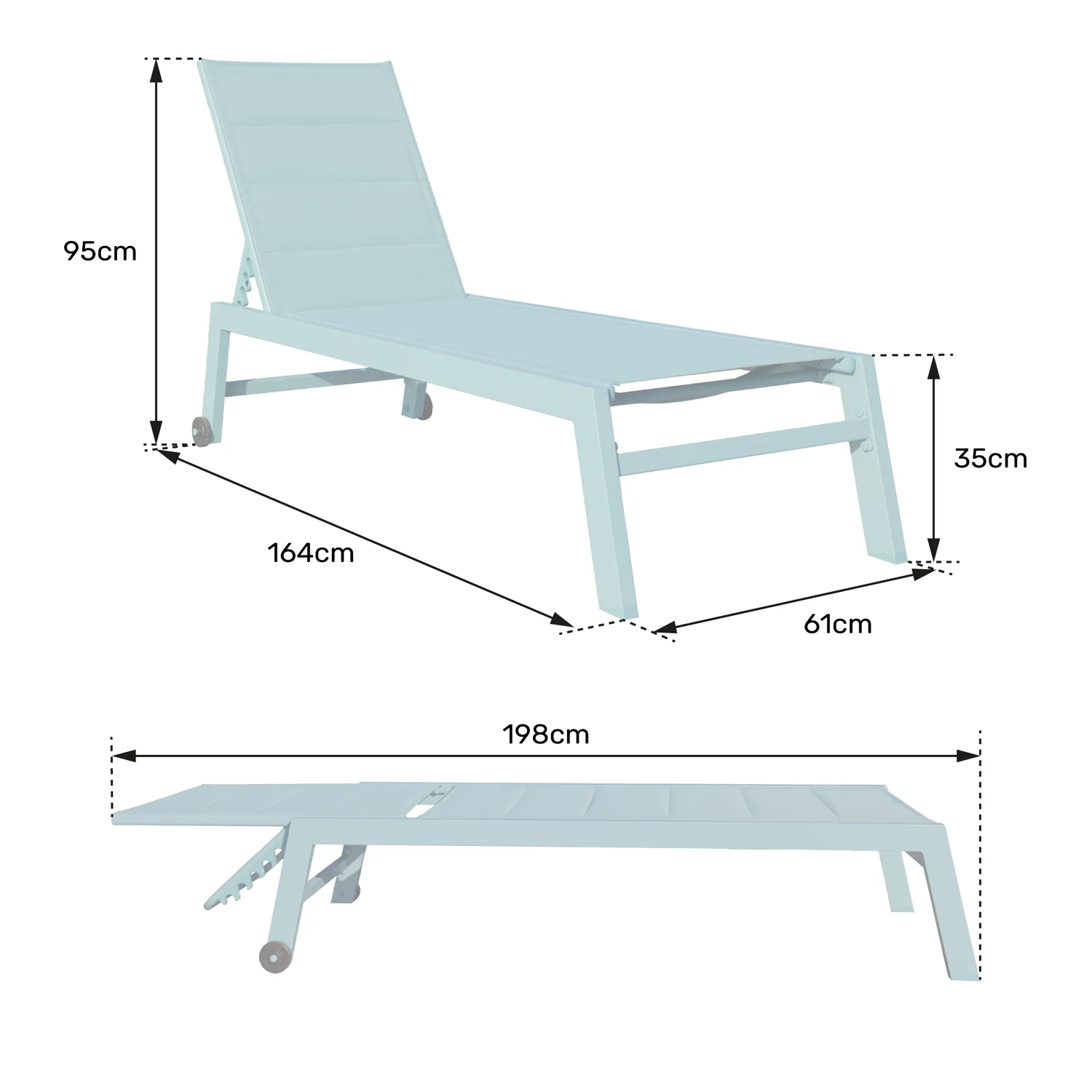 Lot de 2 bains de soleil BARBADOS en textilène blanc - aluminium blanc Happy Garden