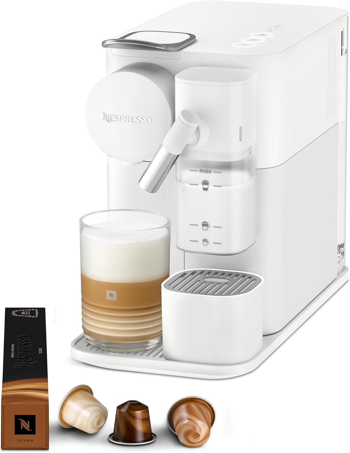 De'Longhi Nespresso Lattissima One Evo EN510.W, Machine a Café Capsule, Expresso et Cappuccino, 1450W, Blanc