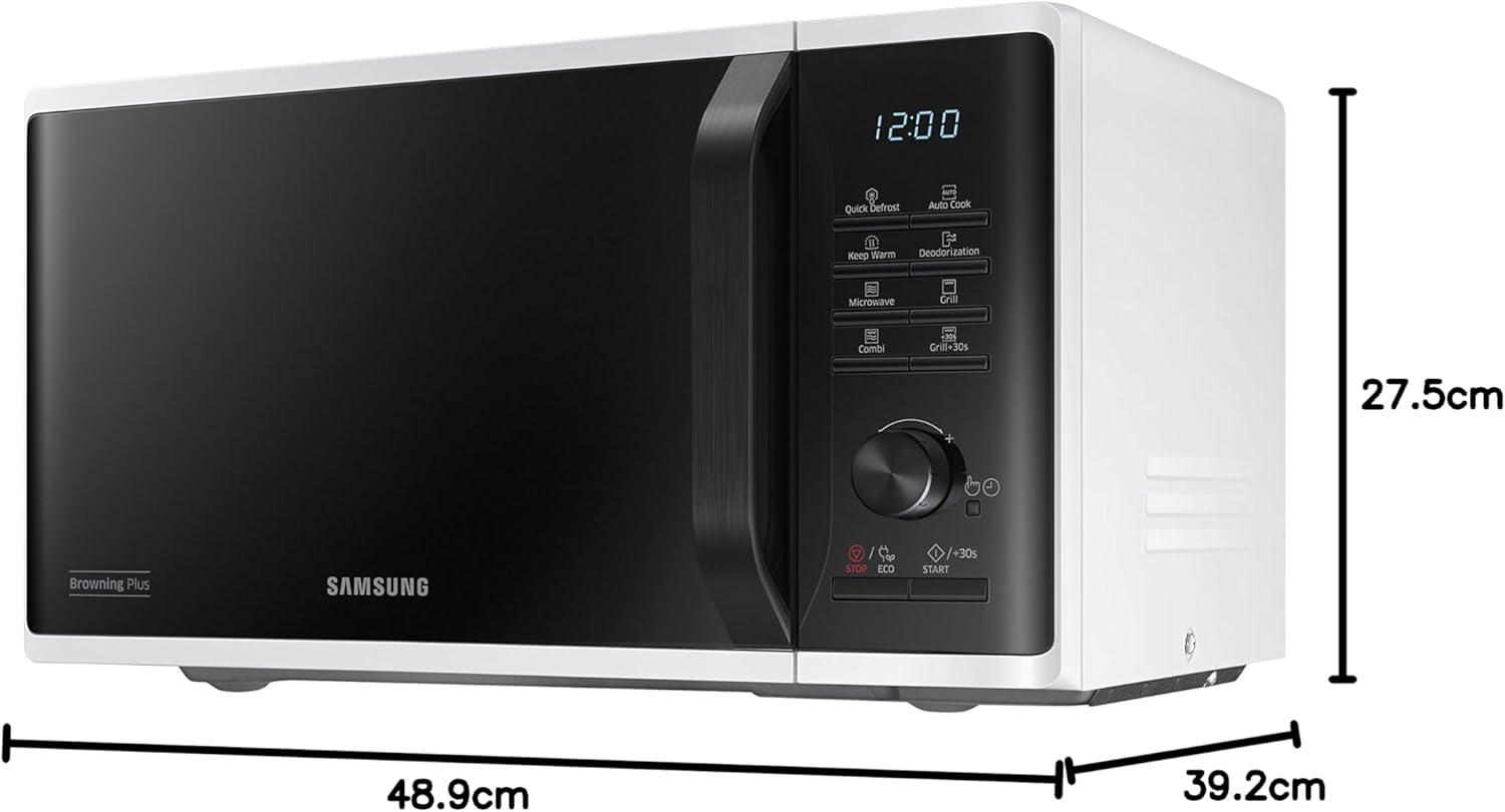Samsung mg23 K3515aw/et micro-ondes avec grill 23 litres, 1100+800 Watt