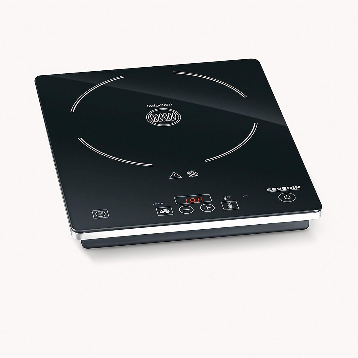 SEVERIN Mini-Four à chaleur tournante 42 L avec pierre à pizza et tournebroche, Four posable 1 800 W design élégant, électrique avec minuteur 120 min, Noir/Inox, TO 2058