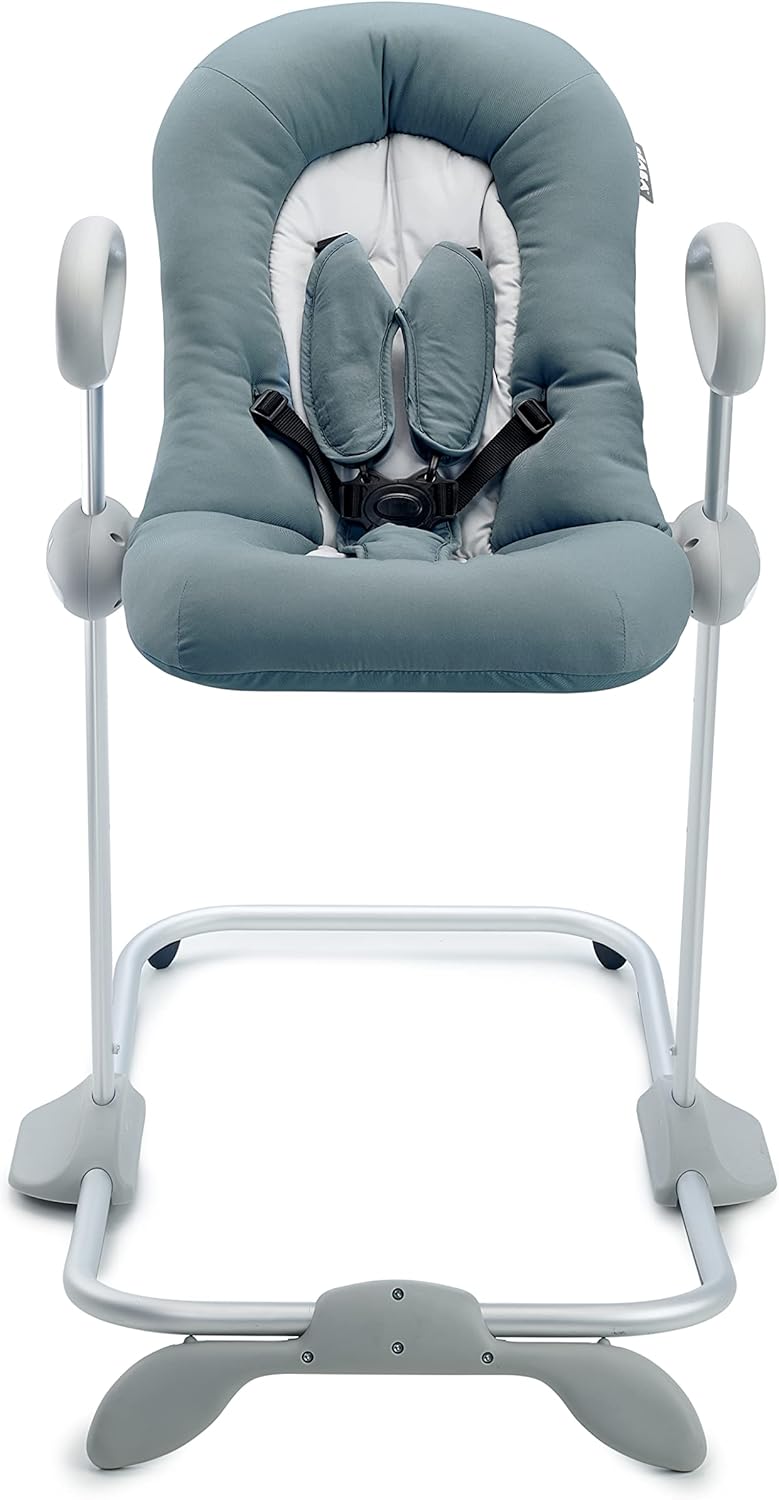 Béaba, Transat Up & Down IV, Transat Réglable en Hauteur, Unisexe pour Bébé et Enfants, 3 Positions d'Inclinaison, Harnais Sécurité 5 Points, Réducteur de Naissance, Gris minéral et miel