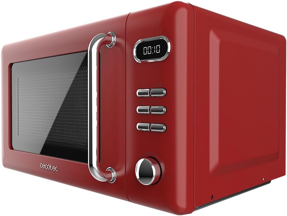 Cecotec Micro-Ondes Mécanique avec Grill Proclean 3110 Retro Bleu. 20 L, 700 W en 6 niveaux, minuterie jusqu'à 30 minutes, mode dégivrage, design vintage bleu, finitions en acier.