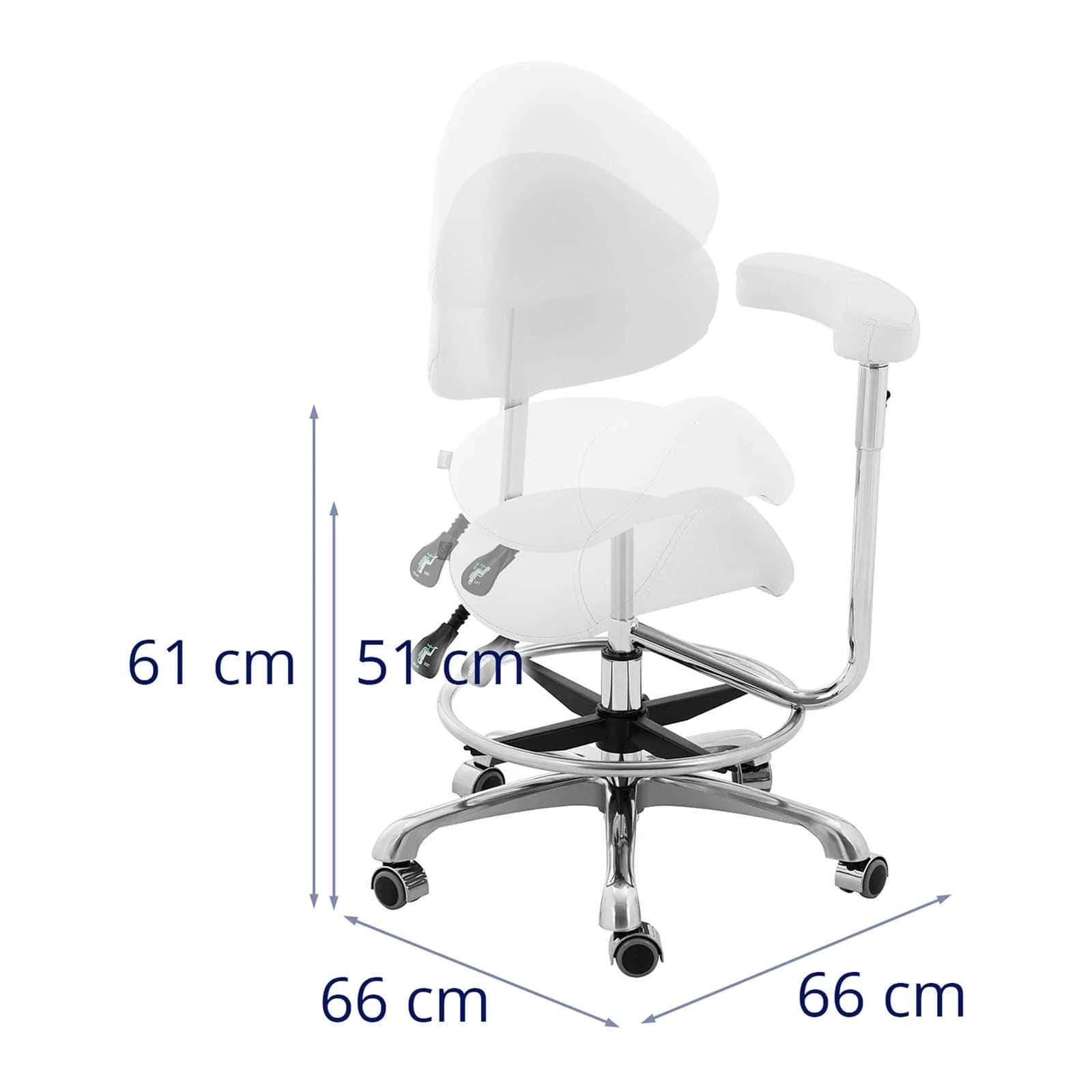 Siège-selle de cheval avec accoudoir dossier et siège réglables en hauteur blanc 14_0007866