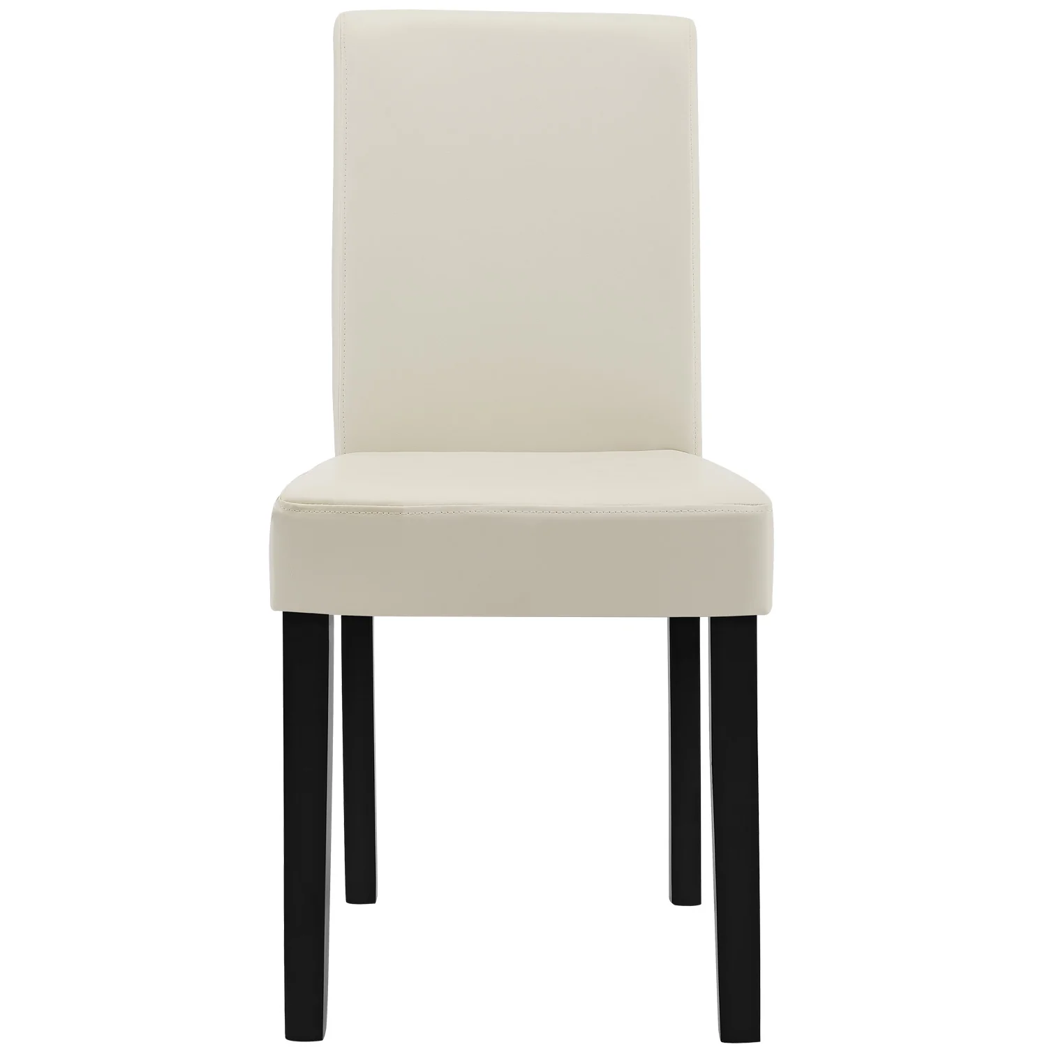 Table à manger blanc mat avec 6 chaises crème cuir-synthétique rembourré 140x90 cm 03_0004020