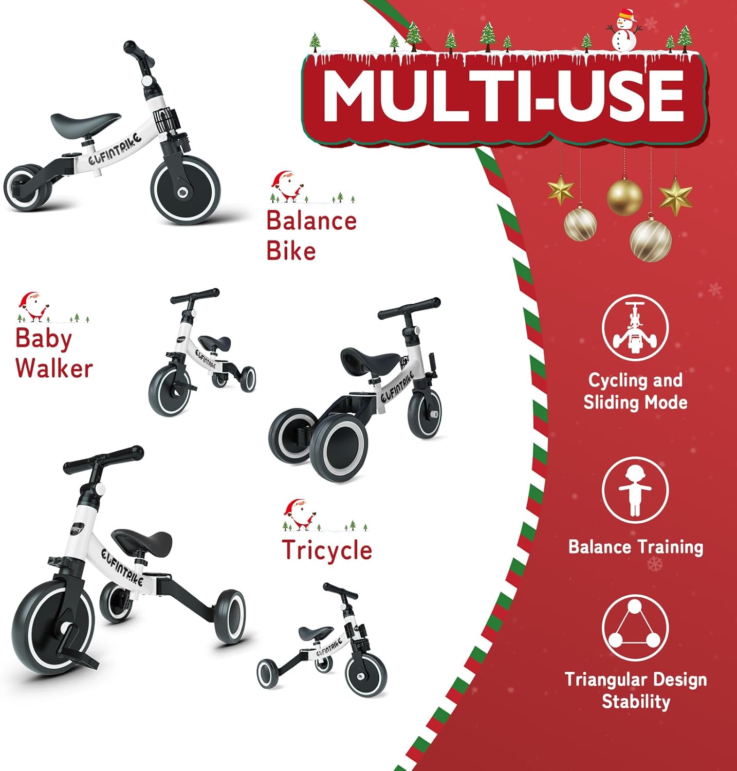 besrey 5 en 1 Tricycle Enfant bébé évolutif 1-4 Ans,Vélo Draisienne,Vélo sans Pédale,Noir