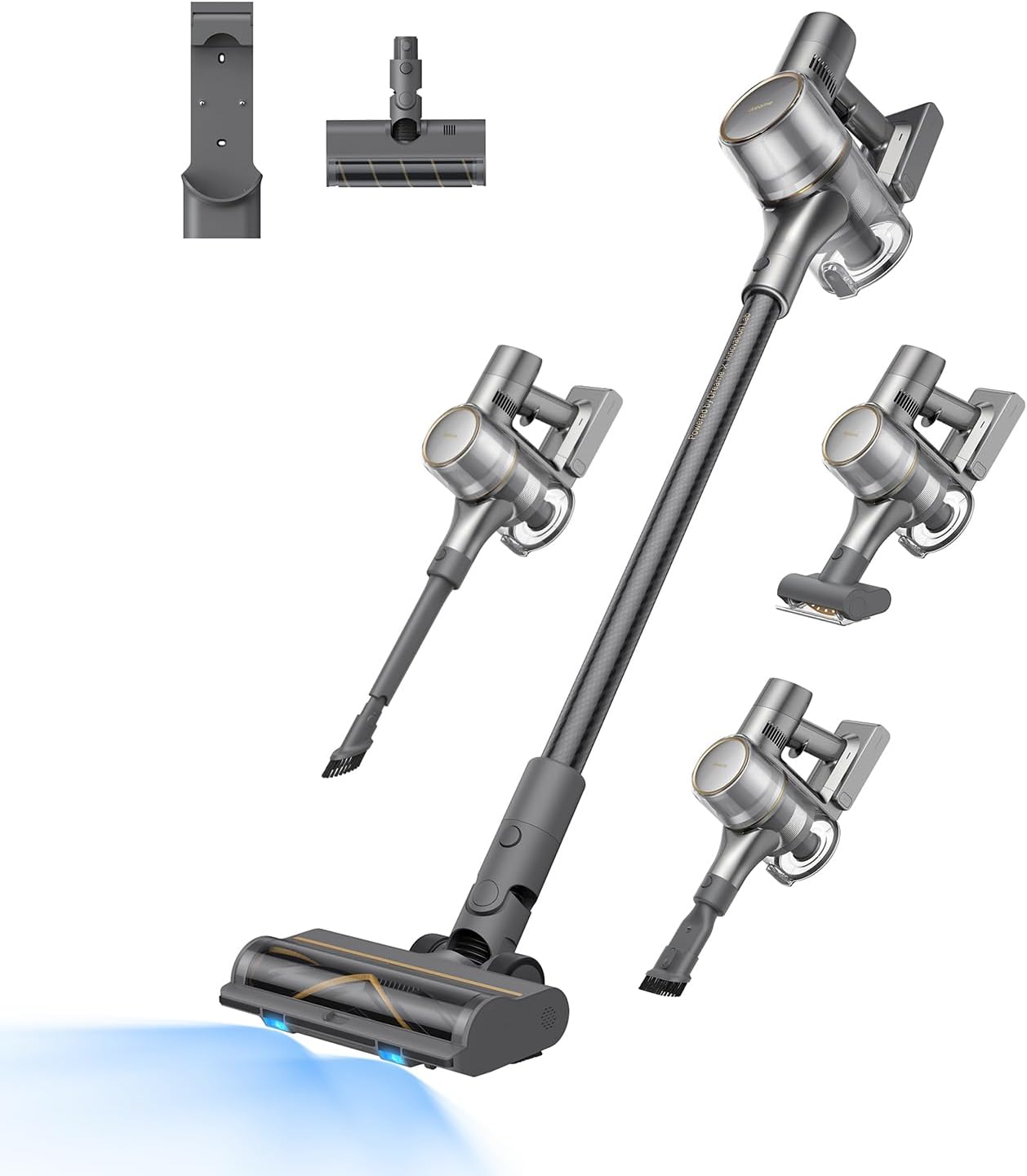 DREAME R20 Aspirateur Balai sans Fil puissante de 190AW, Autonomie 90min, Détection de saleté, Affichage LED, Lumières Bleues,Design Anti-emmêlement, Nettoyage de Maison,Poils et Tapis