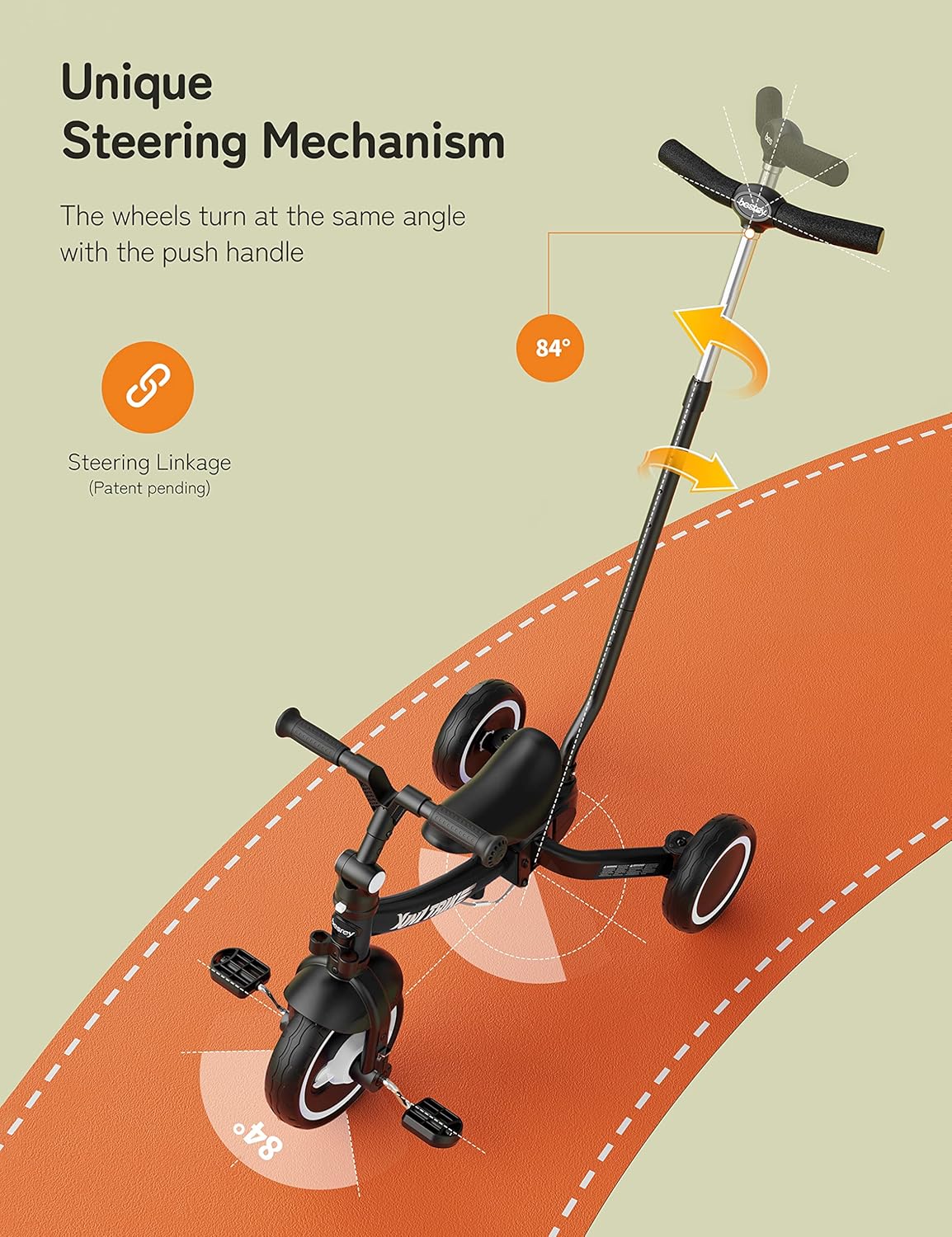 besrey 5 en 1 Tricycle Enfant bébé évolutif 1-4 Ans,Vélo Draisienne,Vélo sans Pédale,Noir