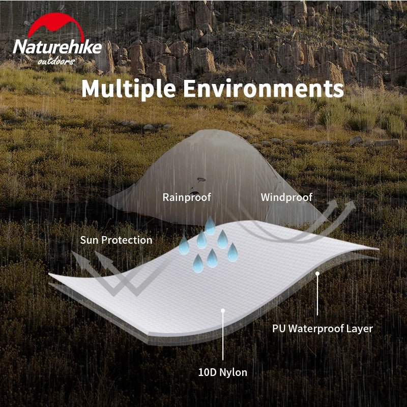 Tente à double-parois ultralégère pour la randonnée, le trekking, le bivouac 2 personnes 930g  Naturehike – Cloud Up Ultralight 10D