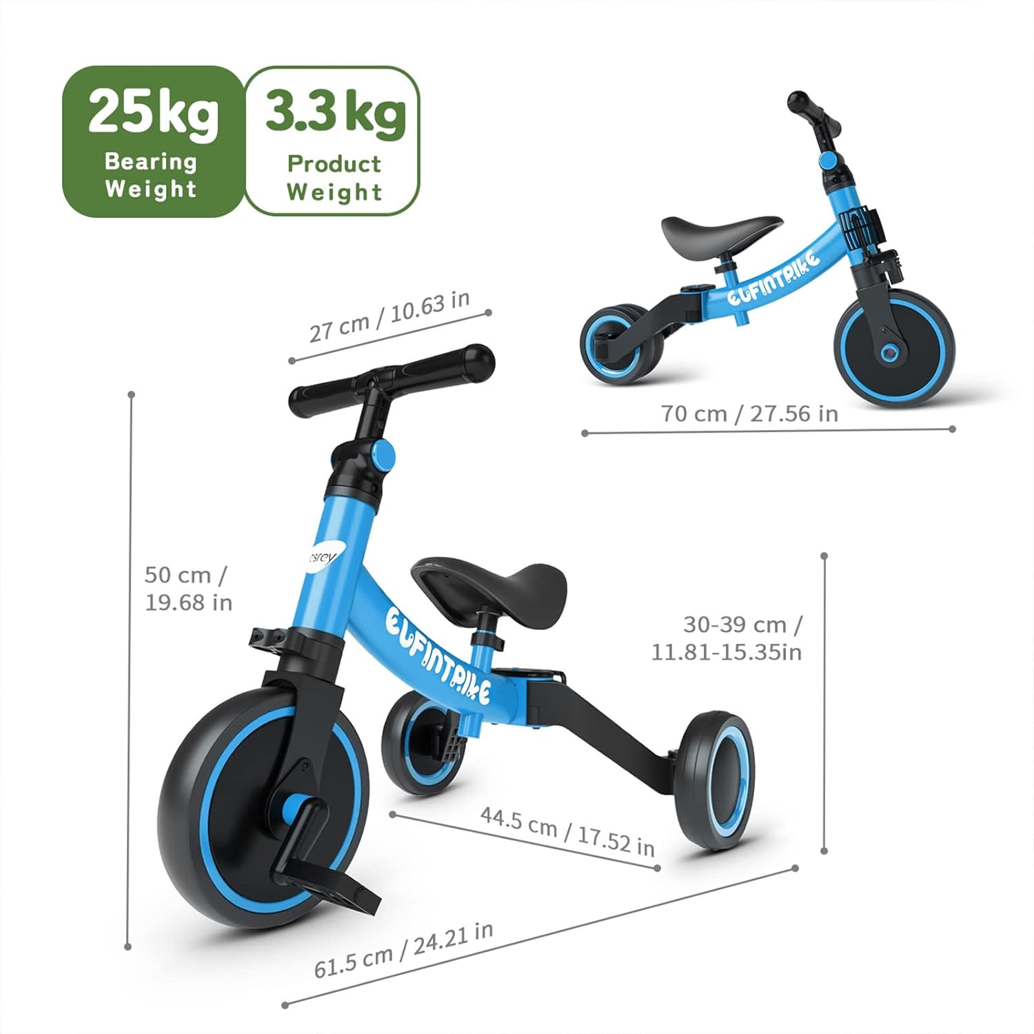 besrey 5 en 1 Tricycle Enfant bébé évolutif 1-4 Ans,Vélo Draisienne,Vélo sans Pédale,Noir