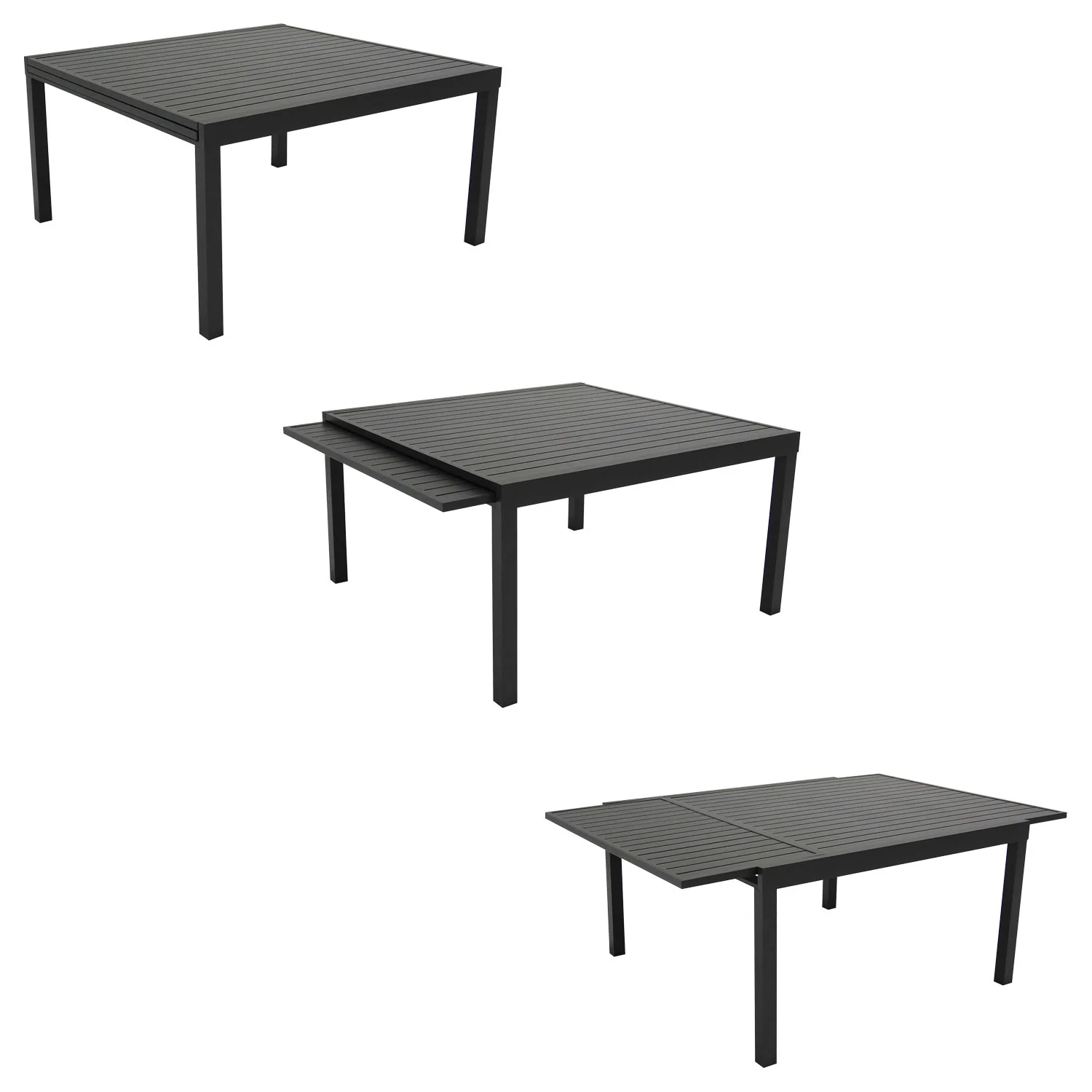 Salon de jardin extensible 10 places de 140/200cm en textilène gris - aluminium anthracite VENEZIA Happy Garden