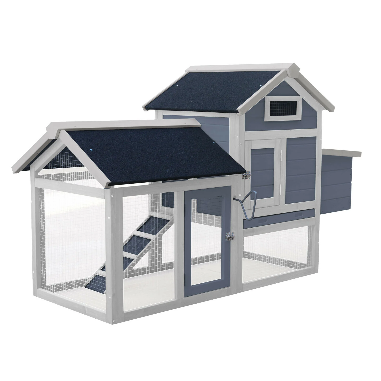 Poulailler avec nichoir et poulailler à fond ouvert avec fond extensible 152 cm gris 16_0000585