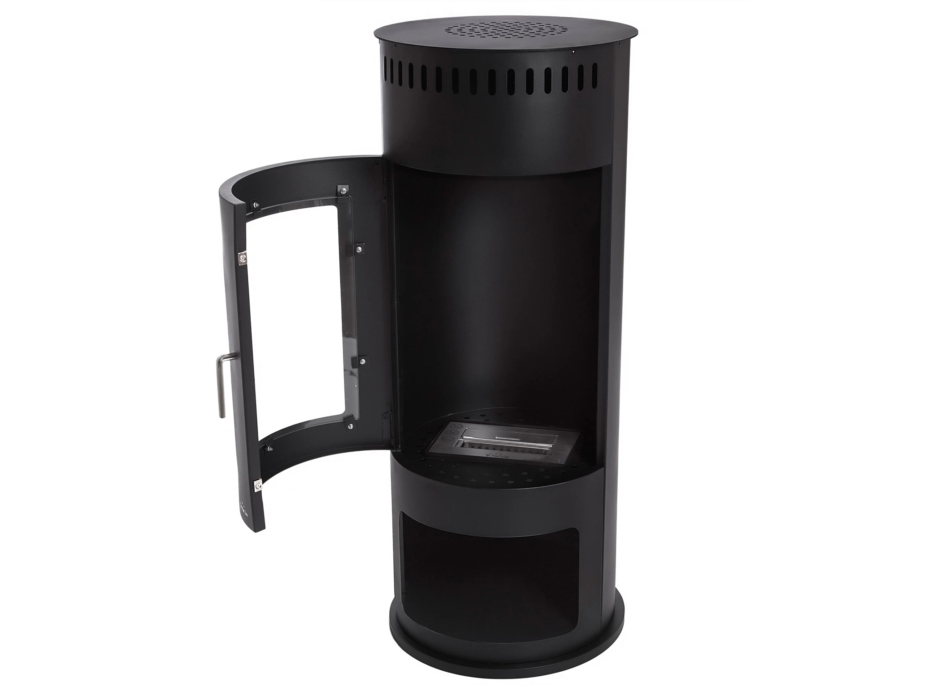 Poêle à éthanol 3kW en acier noir avec faade en verre trempé