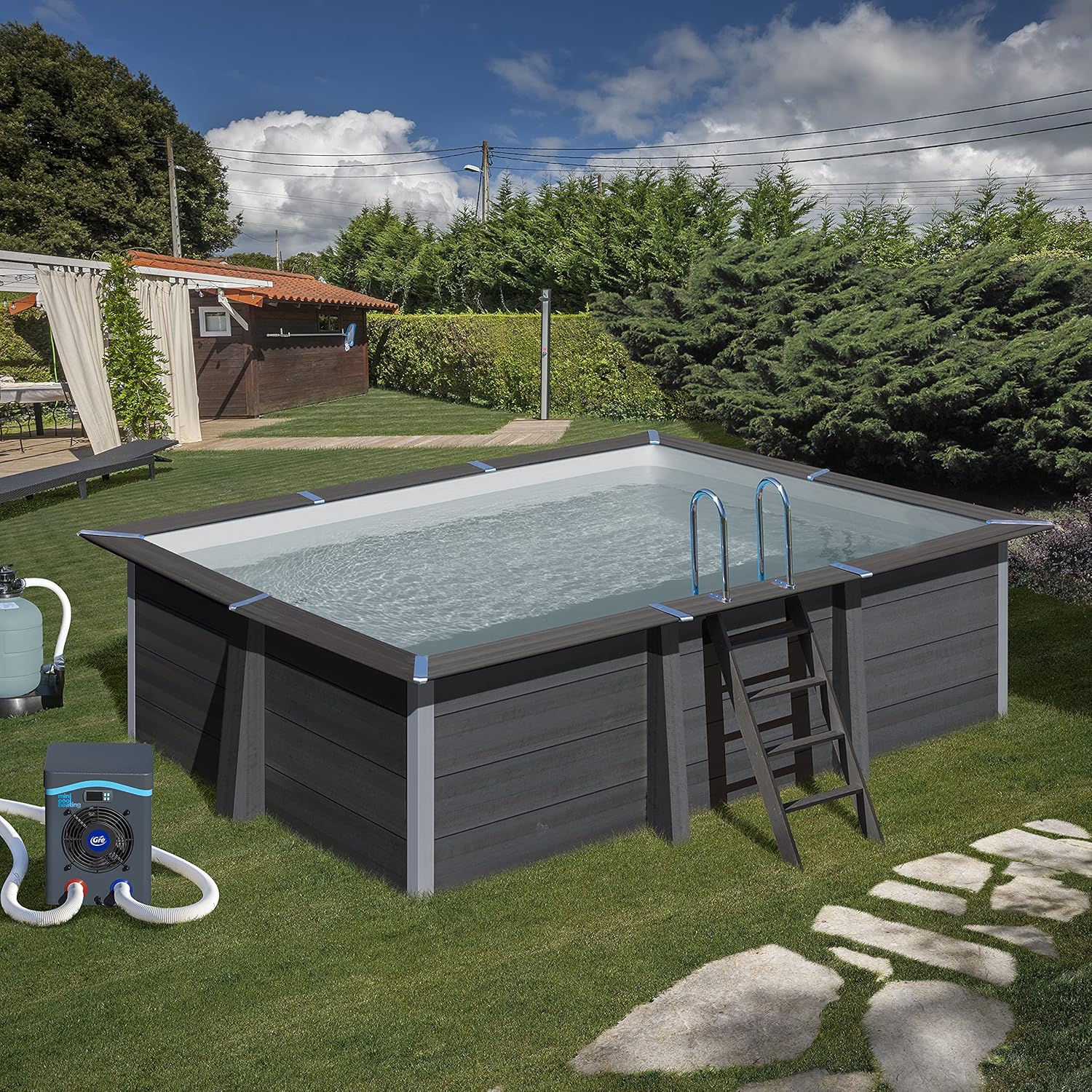 Gre HPM40 HPM40-Mini Pompe à Chaleur pour Piscine Hors Sol jusqu'à 40 m3, Noir