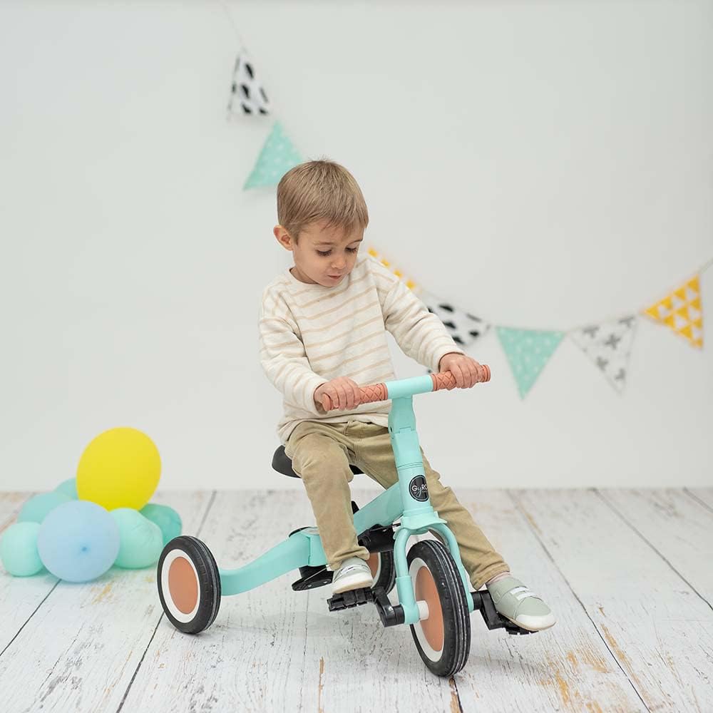 Olmitos Gyro Tricycle évolutif 5-en-1 pour Enfants de 1 à 5 Ans Adaptable et modulable avec ou sans pédales (Bleu)