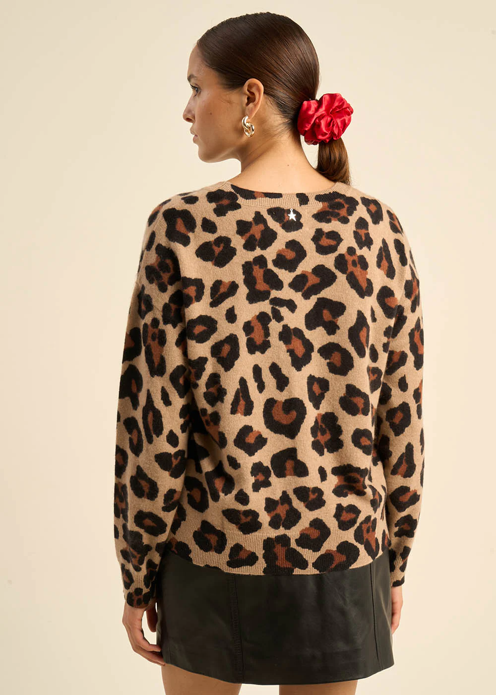 Pull imprimé léopard en cachemire