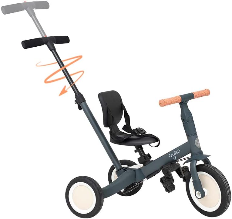 Olmitos Gyro Tricycle évolutif 5-en-1 pour Enfants de 1 à 5 Ans Adaptable et modulable avec ou sans pédales (Bleu)