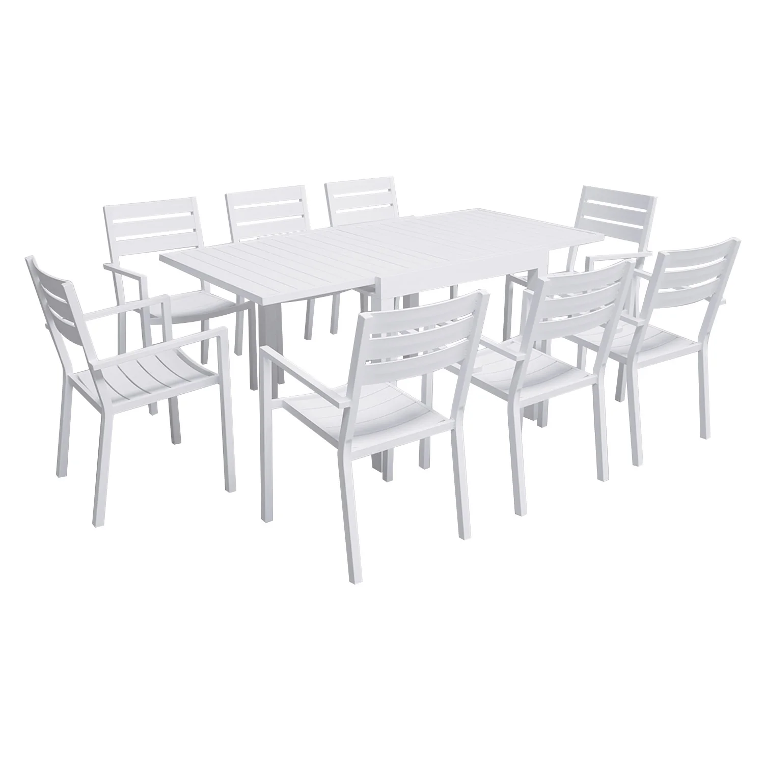 Salon de jardin VENEZIA extensible 90/180 en aluminium blanc - 8 places Happy Garden
