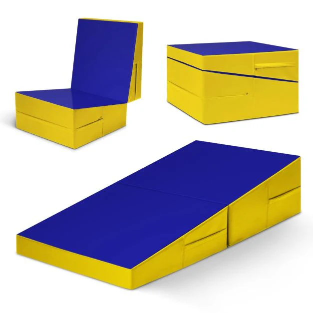 Tapis de gymnastique incliné 150 x 75 x 36 cm matelas de gym angle droit pliable avec poignée de transport surface anti-déchirure 20_0006596