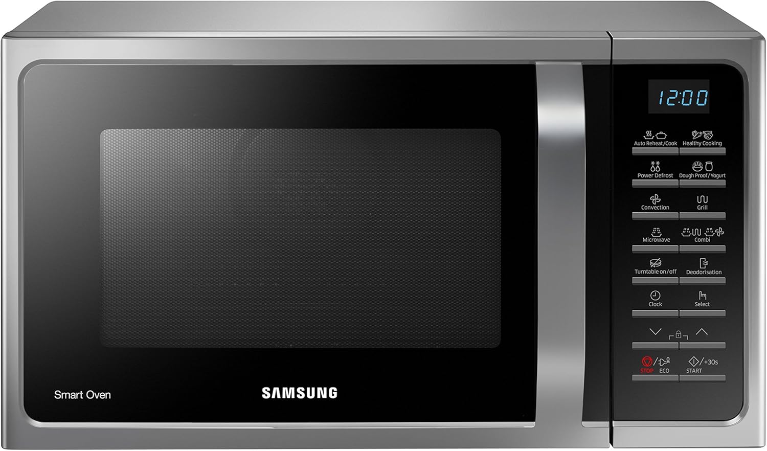 Samsung MC28H5015CS Micro-ondes Combiné, SmartOven, 900 W, Grill 1500 W, 28 L, 51,7 x 31 x 47,6 cm, Argent