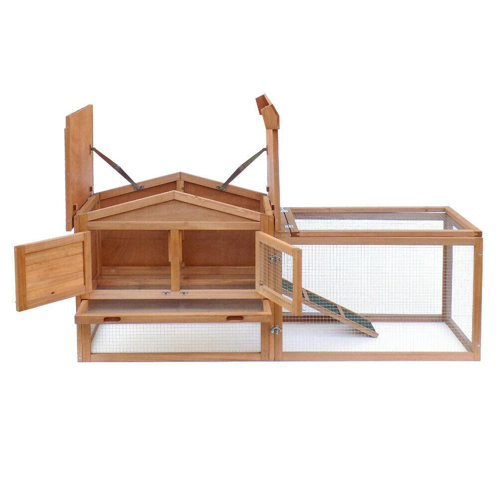 Clapier à lapin rongeurs XXL espaces extérieur grand abri 156 cm bois d'épicéa 16_0002238