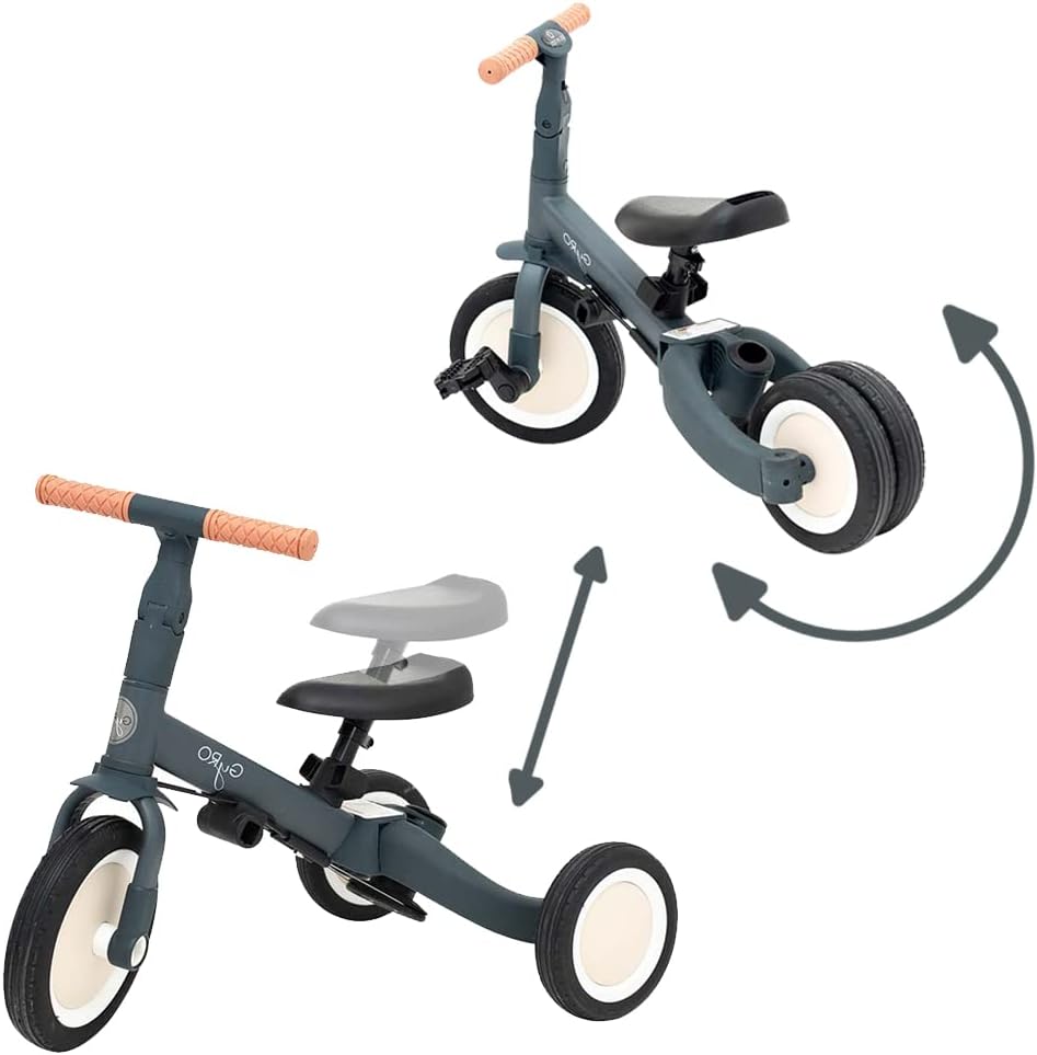 Olmitos Gyro Tricycle évolutif 5-en-1 pour Enfants de 1 à 5 Ans Adaptable et modulable avec ou sans pédales (Bleu)