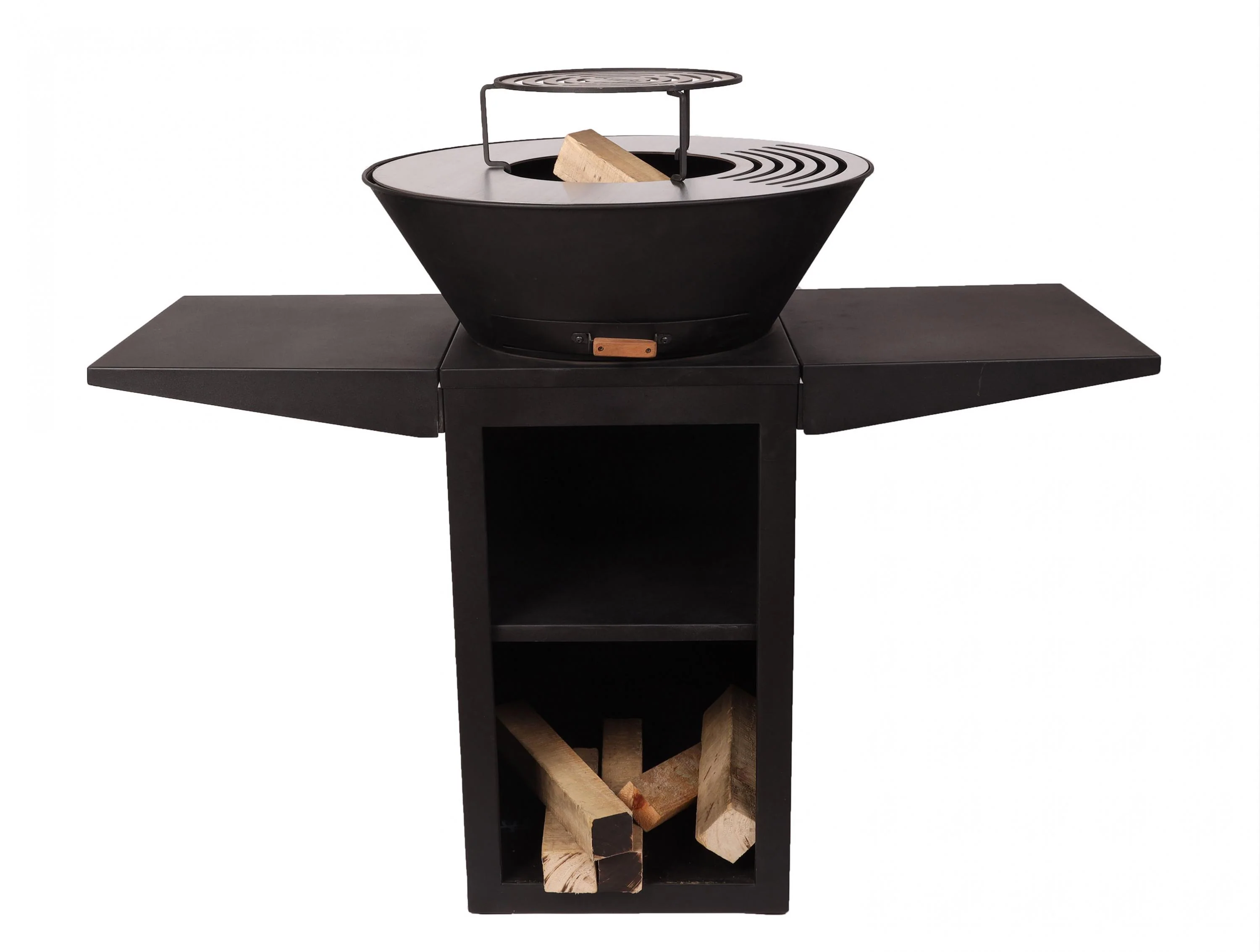 Barbecue avec plaque ronde, grill et support Purline