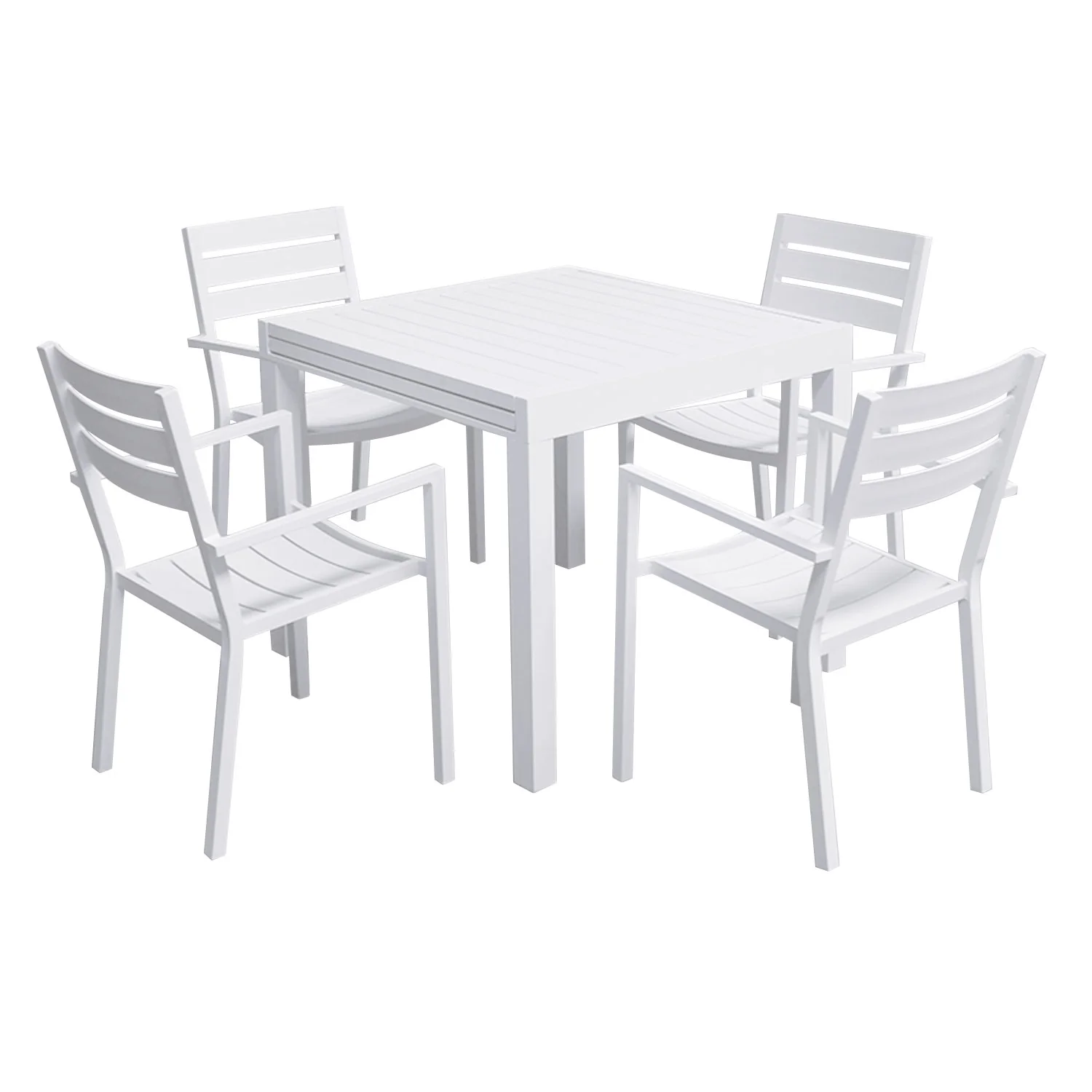 Salon de jardin VENEZIA extensible 90/180 en aluminium blanc - 8 places Happy Garden