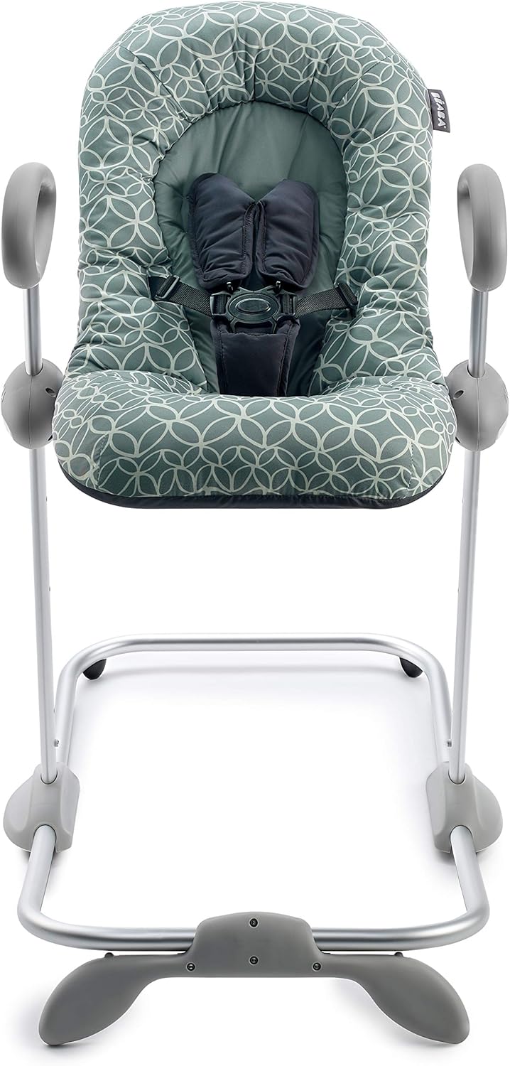 Béaba, Transat Up & Down IV, Transat Réglable en Hauteur, Unisexe pour Bébé et Enfants, 3 Positions d'Inclinaison, Harnais Sécurité 5 Points, Réducteur de Naissance, Gris minéral et miel