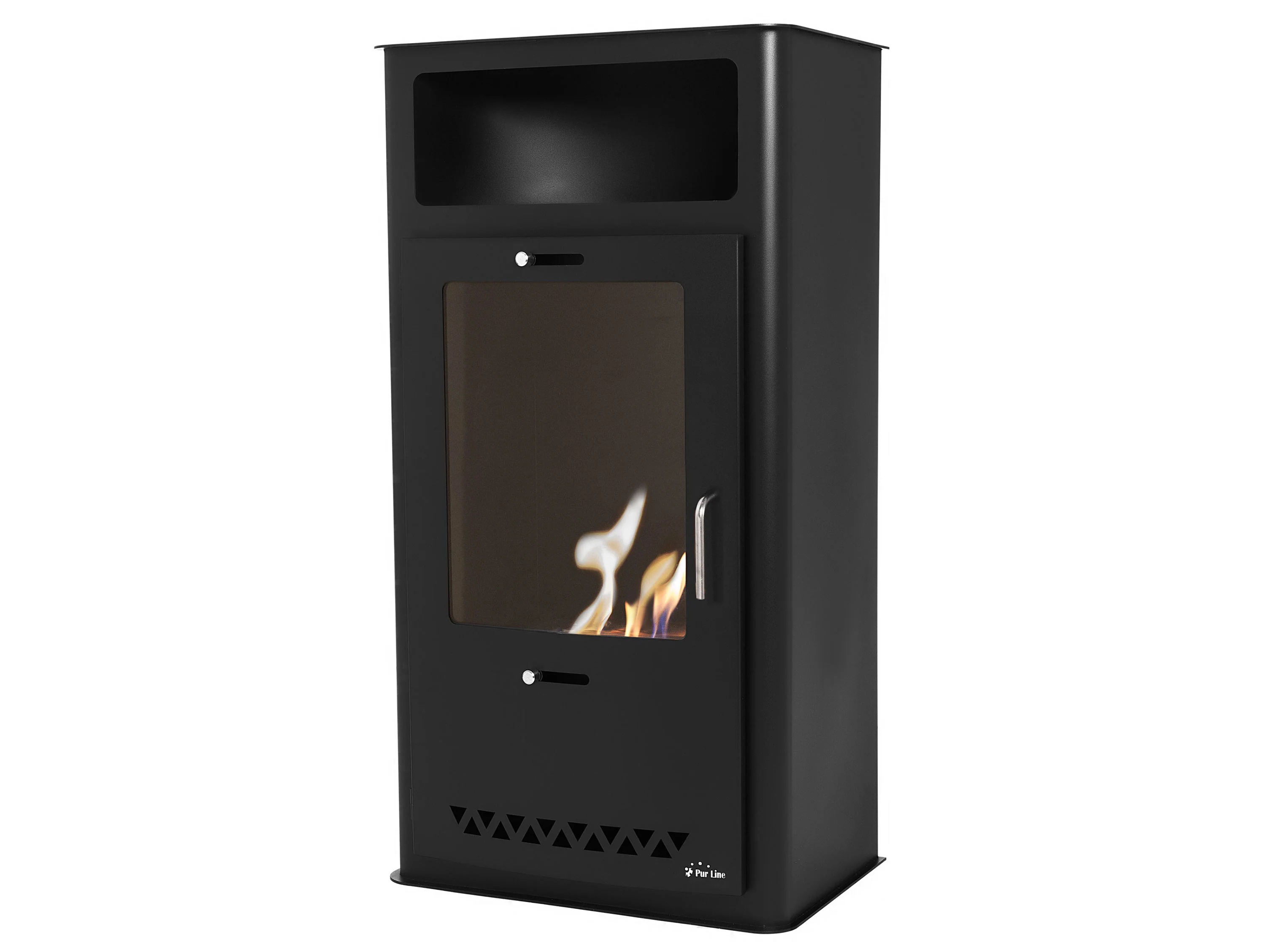 Poêle à éthanol 3kW design rectangulaire en acier noir