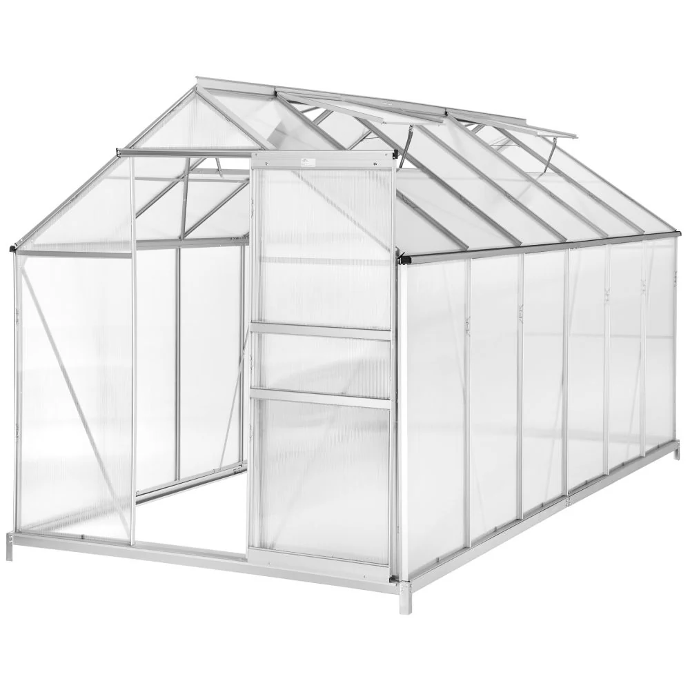 Serre de jardin jardinage outillage aluminium avec embase 375 x 185 x 195 cm 1608014
