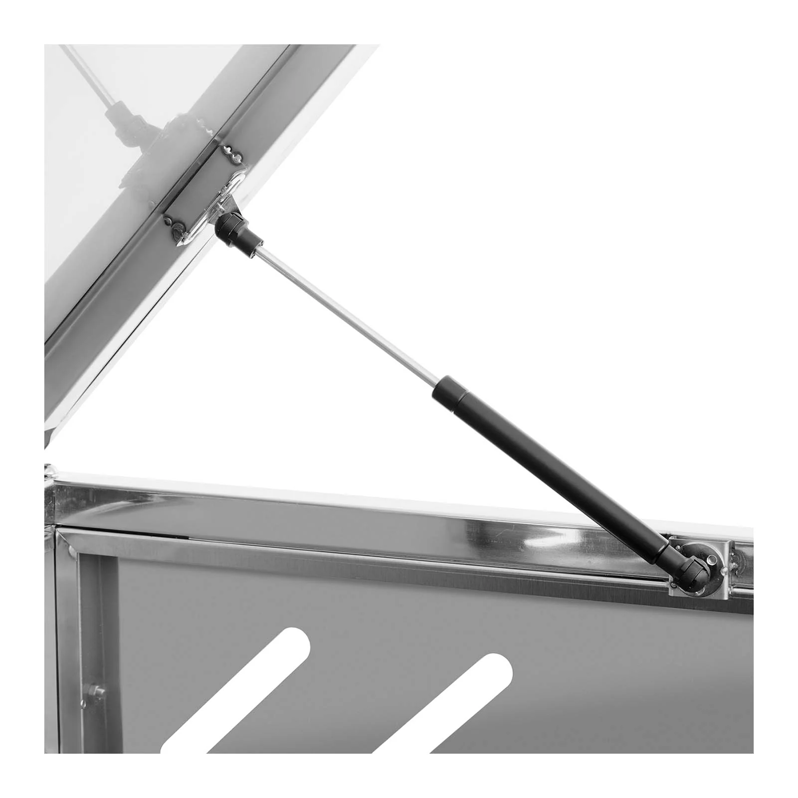 Range-poubelle cache-poubelle simple abri extérieur (240litres, fentes d'aération diagonales, inox, verrouillable, couvercle avec ressort à gaz) 14_0006043