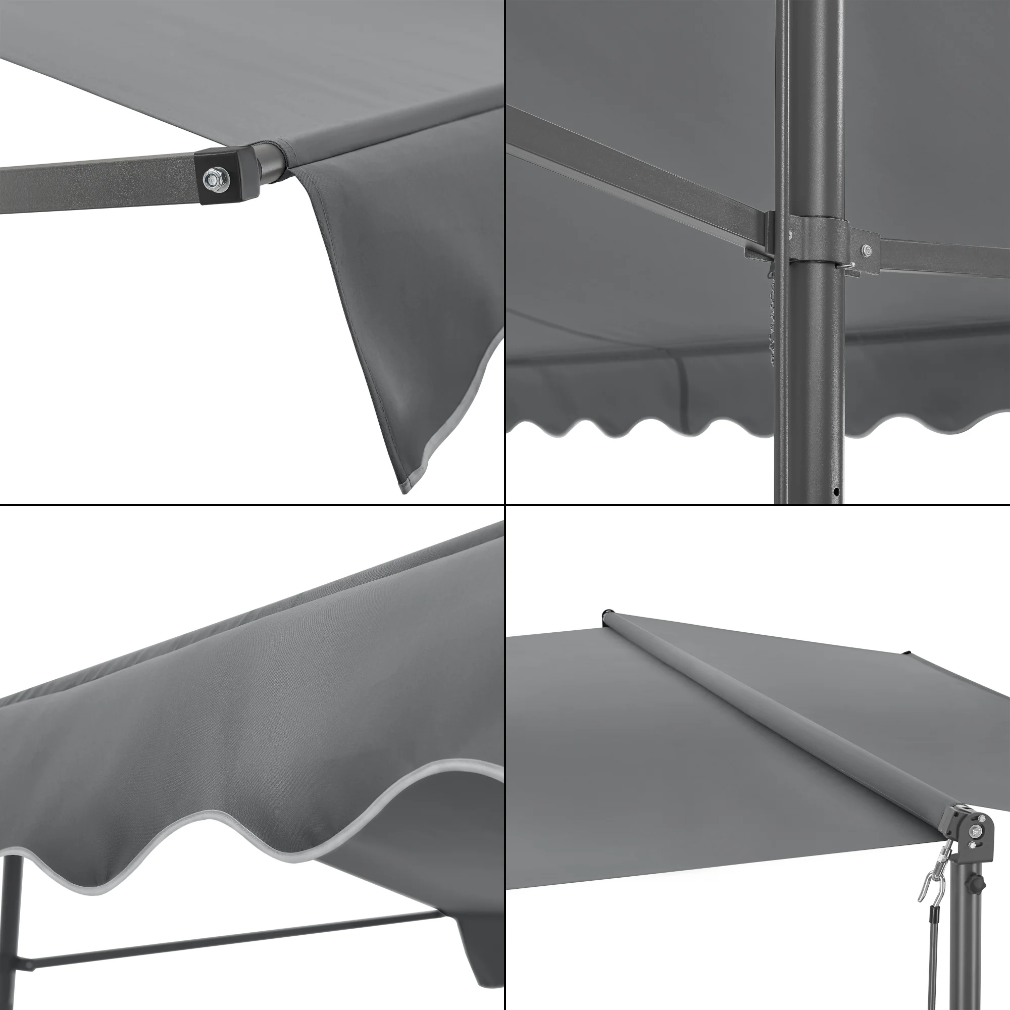 Store banne autoportant à double pente 300 x 300 x 260 cm gris foncé 03_0008292