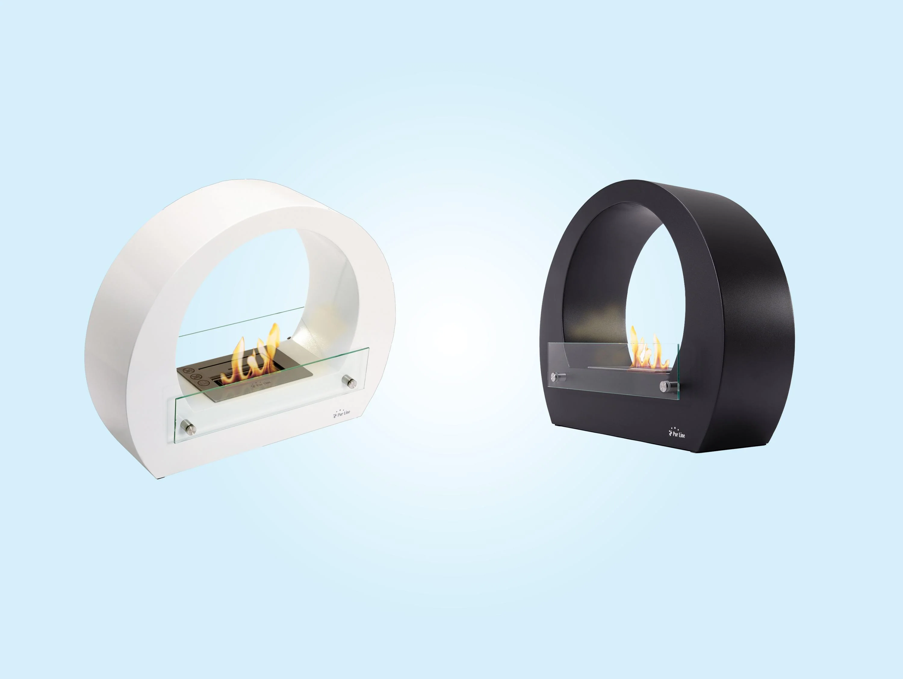 Cheminée à l'éthanol au sol en acier blanc avec flamme réglable