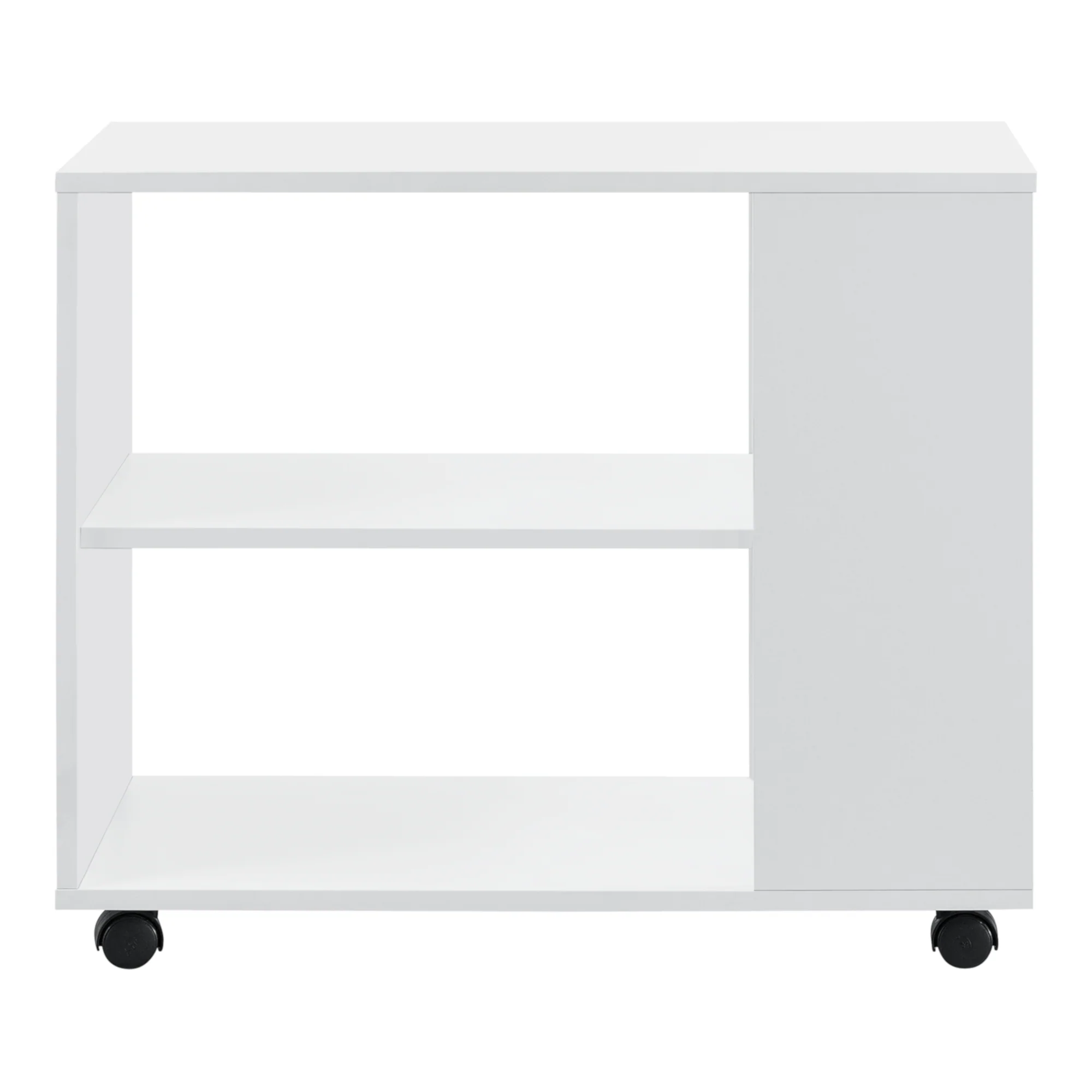 Table basse rectangulaire à roulettes pour salon meuble stylé avec étagère de stockage 60 x 70 x 35 cm blanc 03_0006173