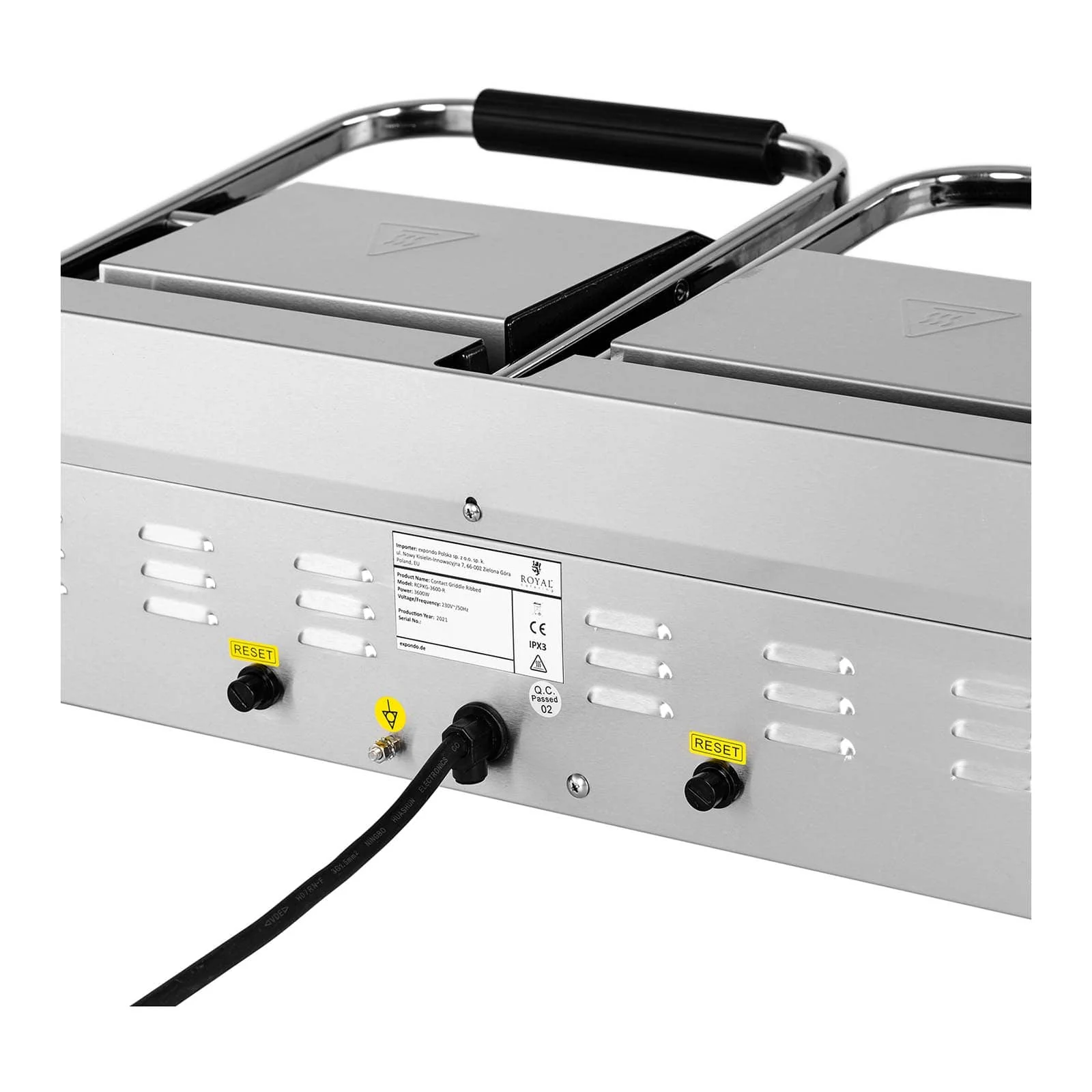 Machine à panini grill double 3 600 watts rainurée appareil de cuisson professionnel acier inoxydable 14_0004004