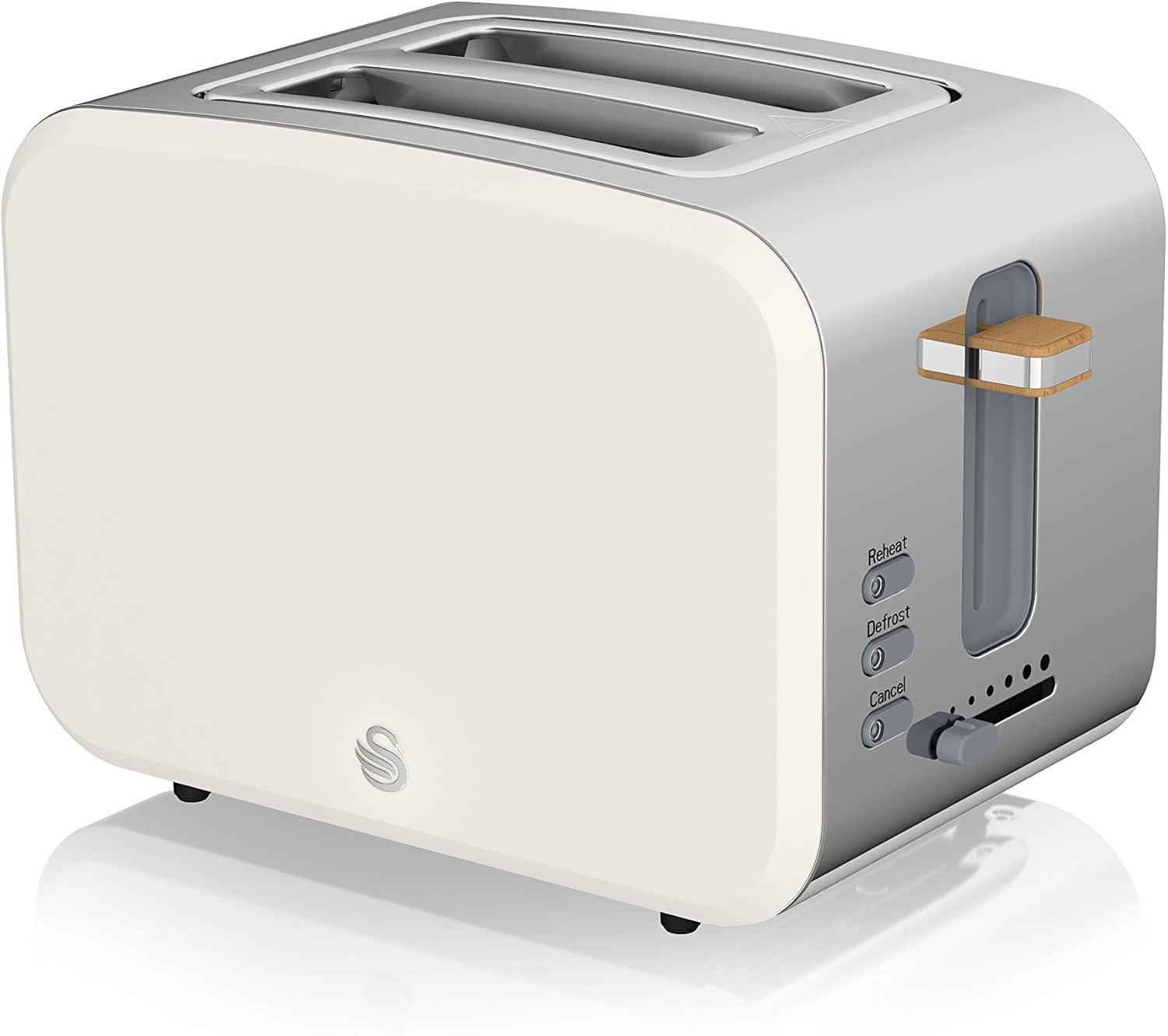 Swan Four à micro-ondes numérique Nordic 20 L, 6 niveaux de puissance, 800 W, minuterie de 30 minutes, nettoyage facile, mode dégivrage, design moderne, poignée effet bois, blanc mat