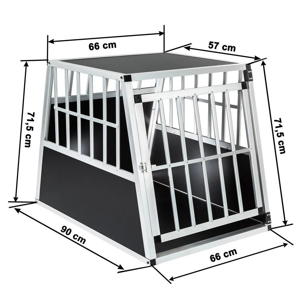 Cage box caisse de transport voyage pour chien mobile aluminium 66 x 90 x 69,5cm 3708003