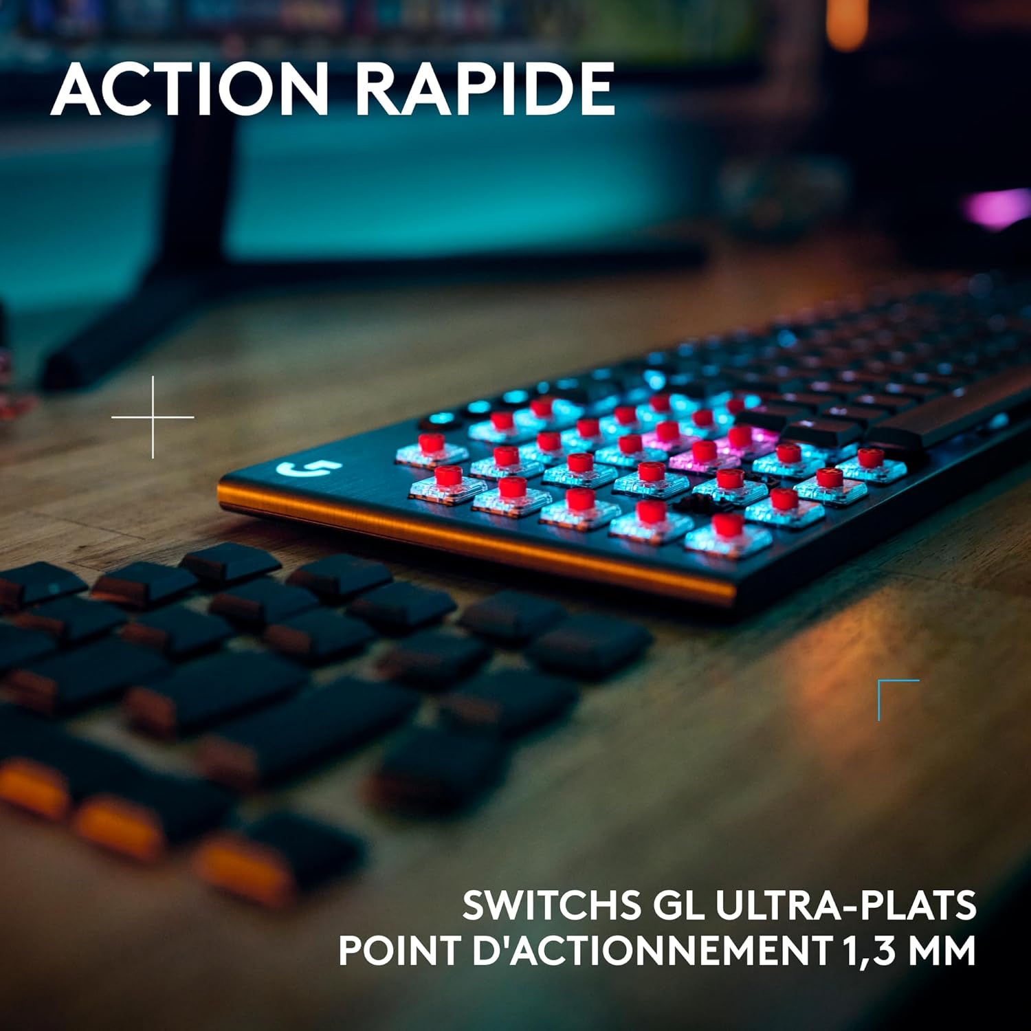 Logitech G915 TKL Tenkeyless LIGHTSPEED Clavier Gamer Mécanique, Switch ultra-plat GL Tactile, RGB LIGHTSYNC, Design élégant et mince, 40+ heures de jeu, Franais AZERTY - Noir